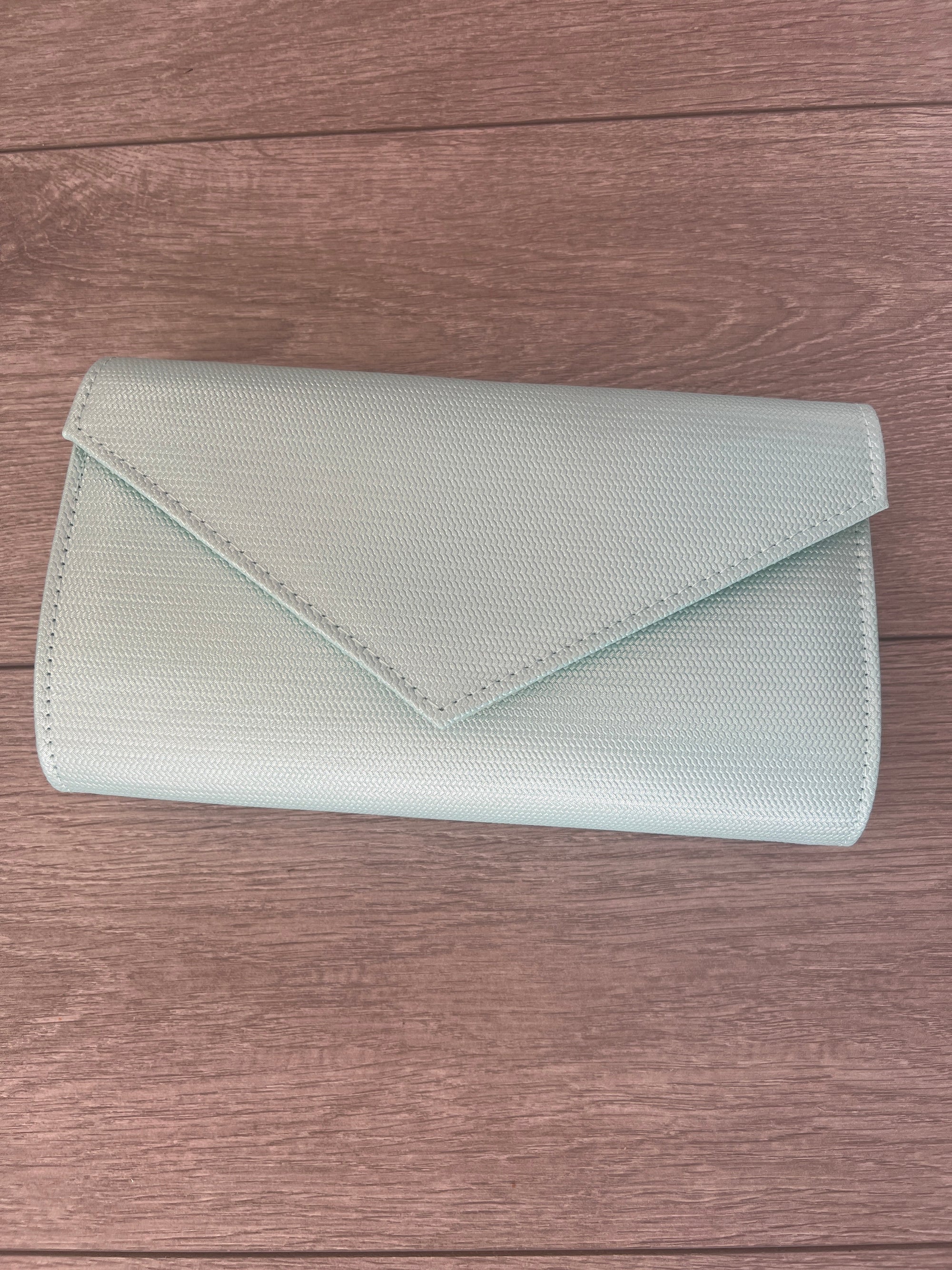 Mint Metallic Envelope Clutch Bag-Fascinators Direct