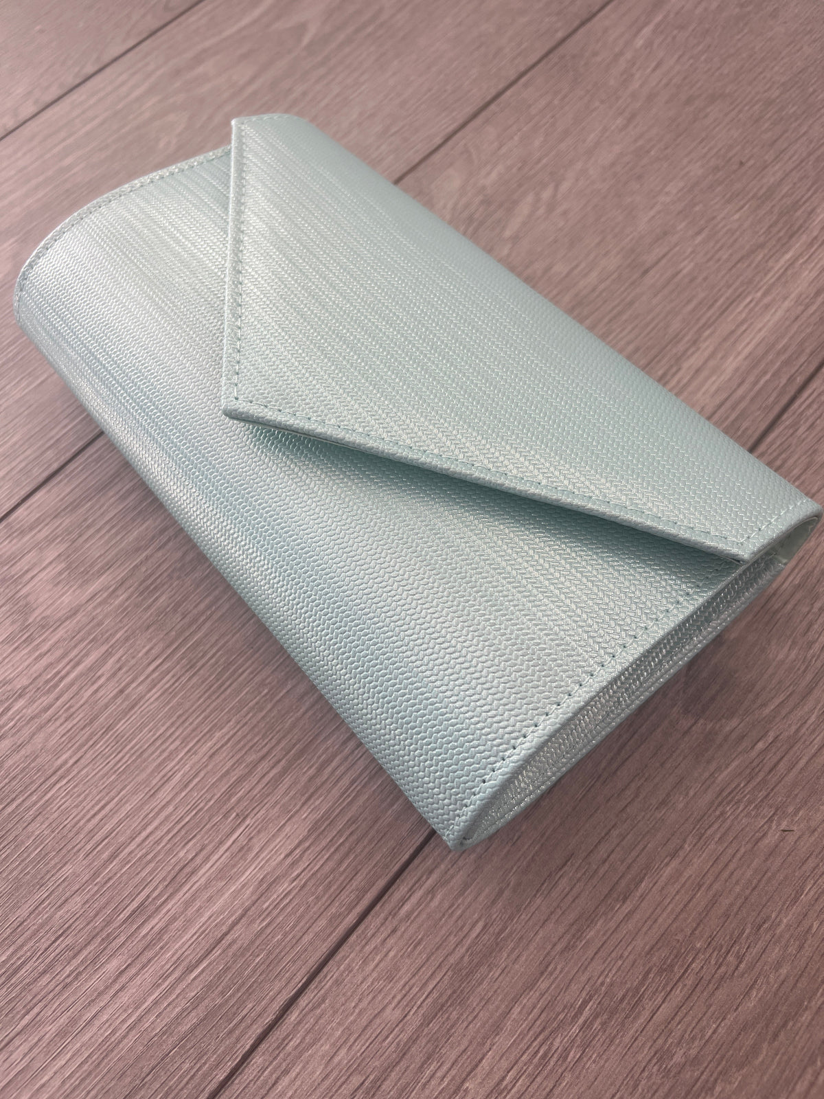 Mint Metallic Envelope Clutch Bag-Fascinators Direct