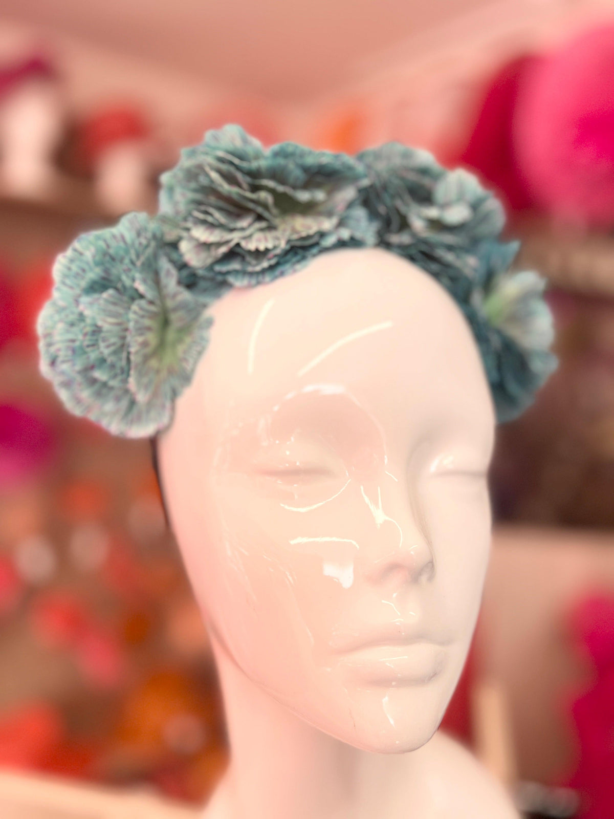Mixed Blue Carnation Flower Crown Headband-Fascinators Direct