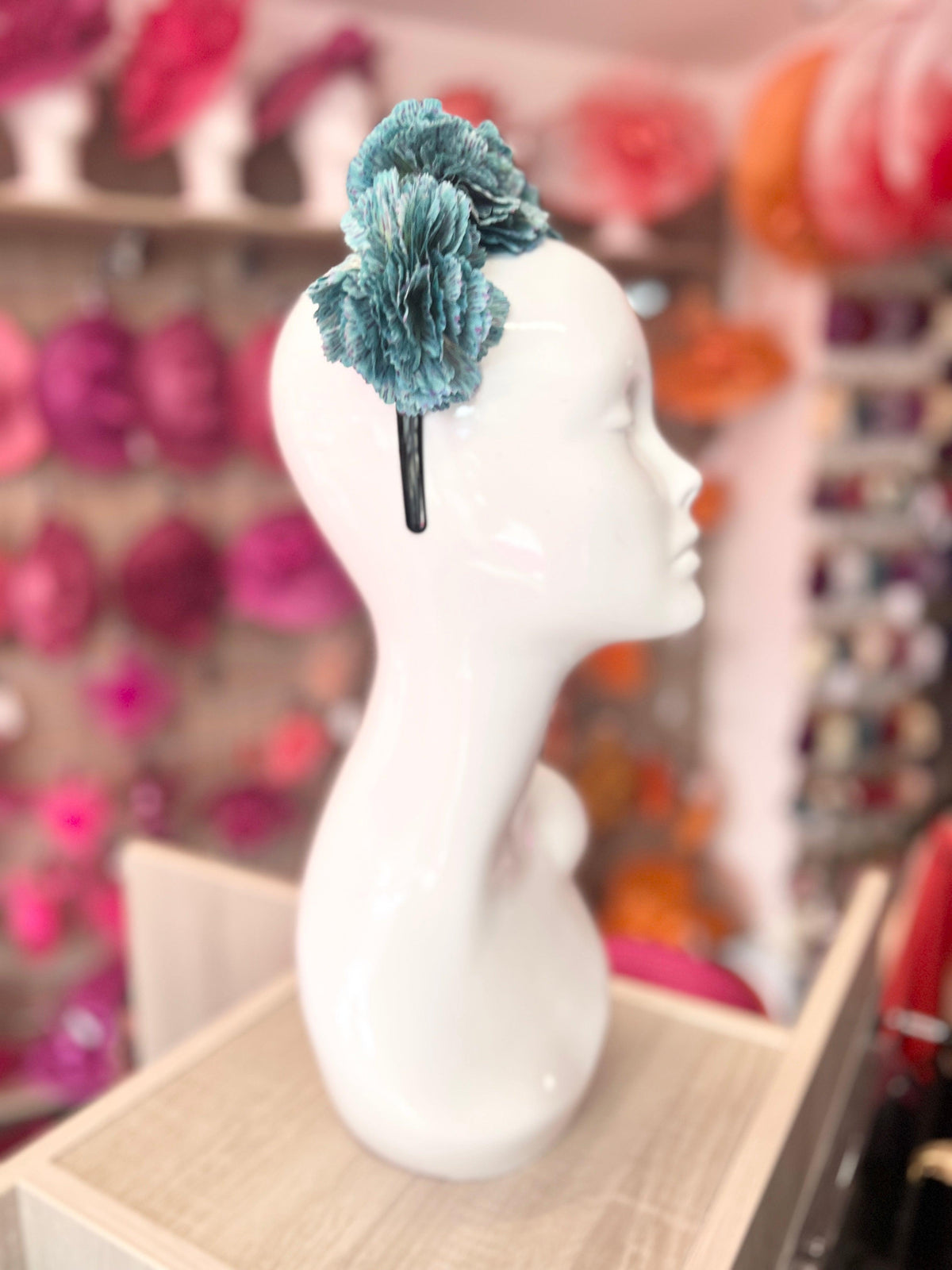 Mixed Blue Carnation Flower Crown Headband-Fascinators Direct