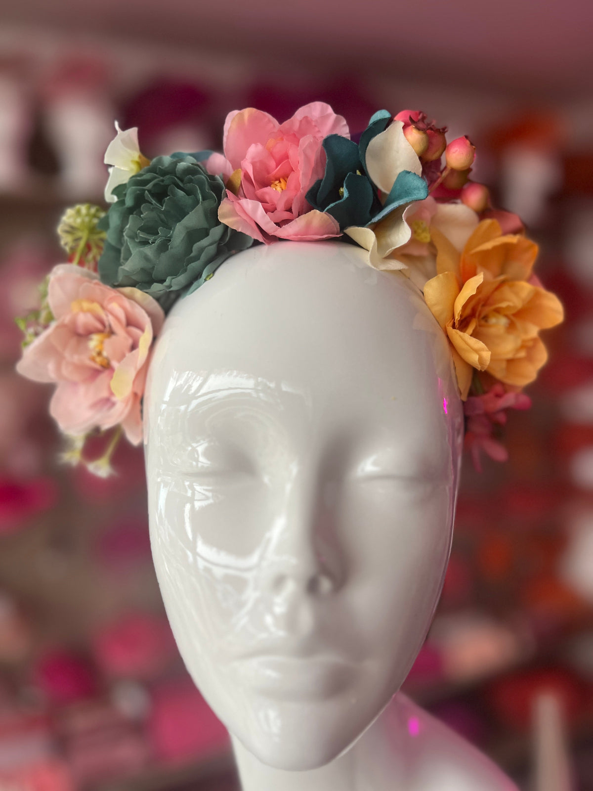 Mixed Coloured Flower Peonies &amp; Orchids Headband-Fascinators Direct