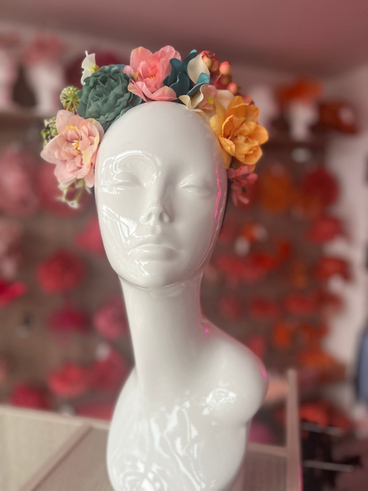 Mixed Coloured Flower Peonies &amp; Orchids Headband-Fascinators Direct