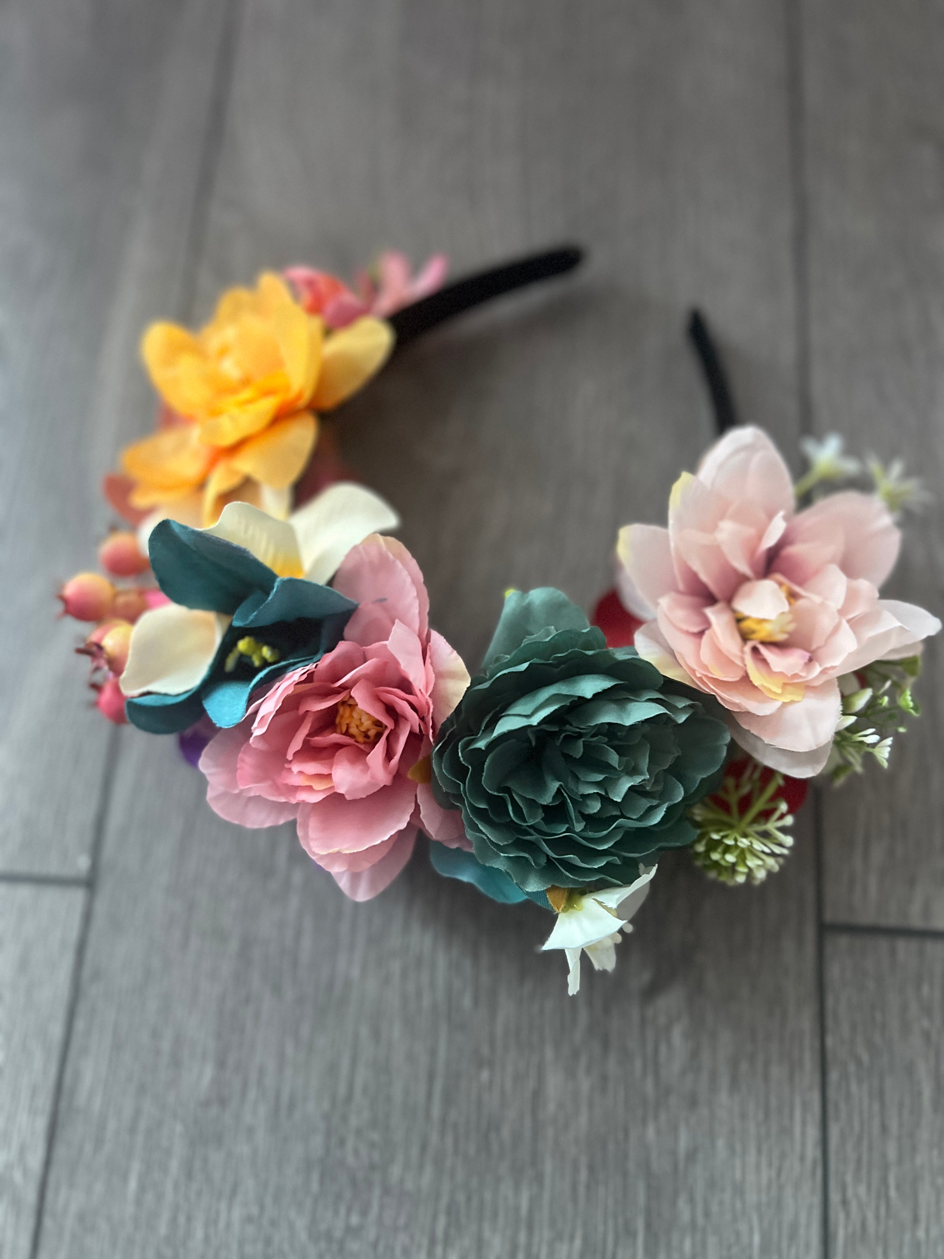 Mixed Coloured Flower Peonies & Orchids Headband display picture 3