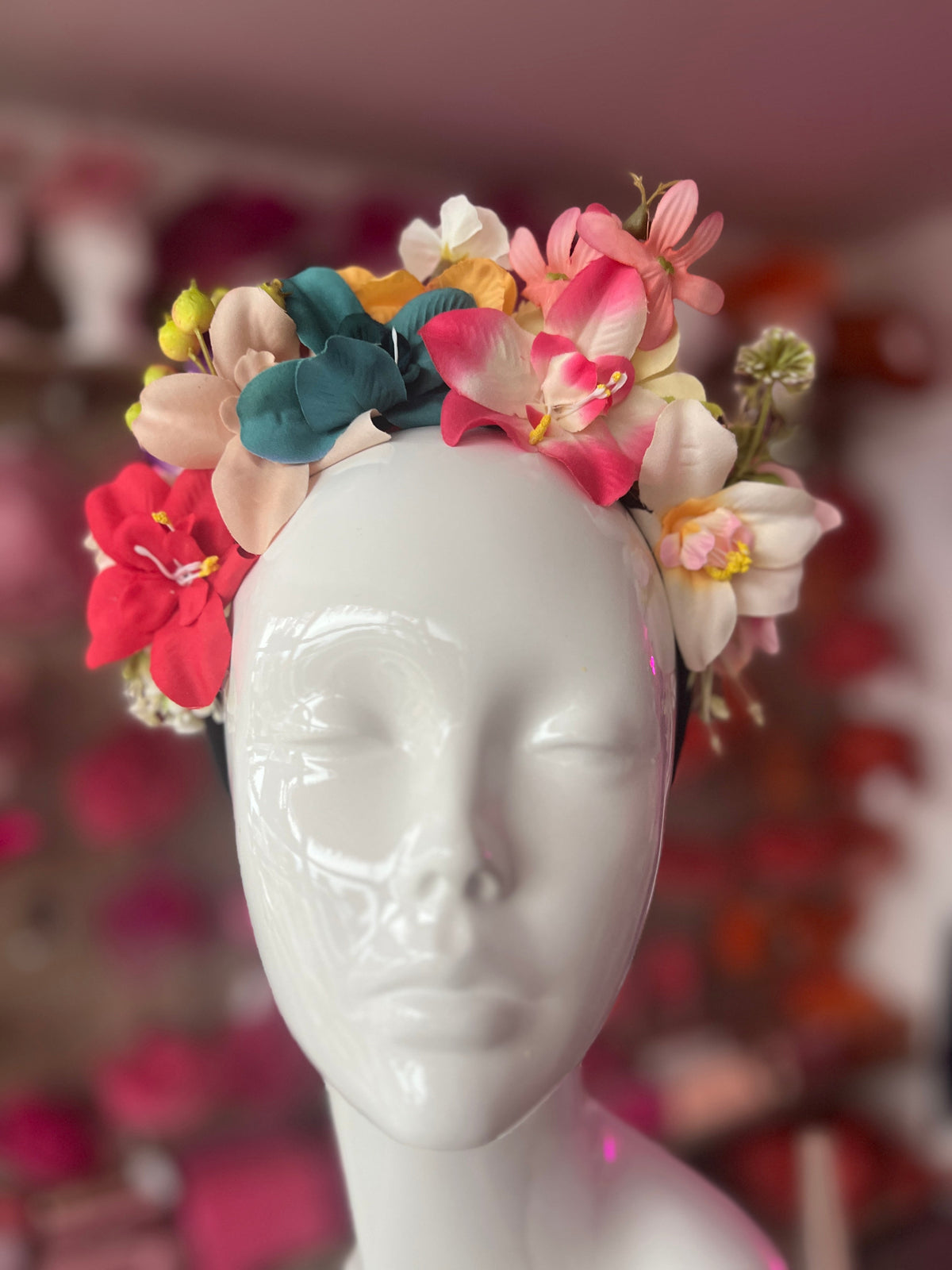Mixed Coloured Flowers &amp; Orchids Headband-Fascinators Direct