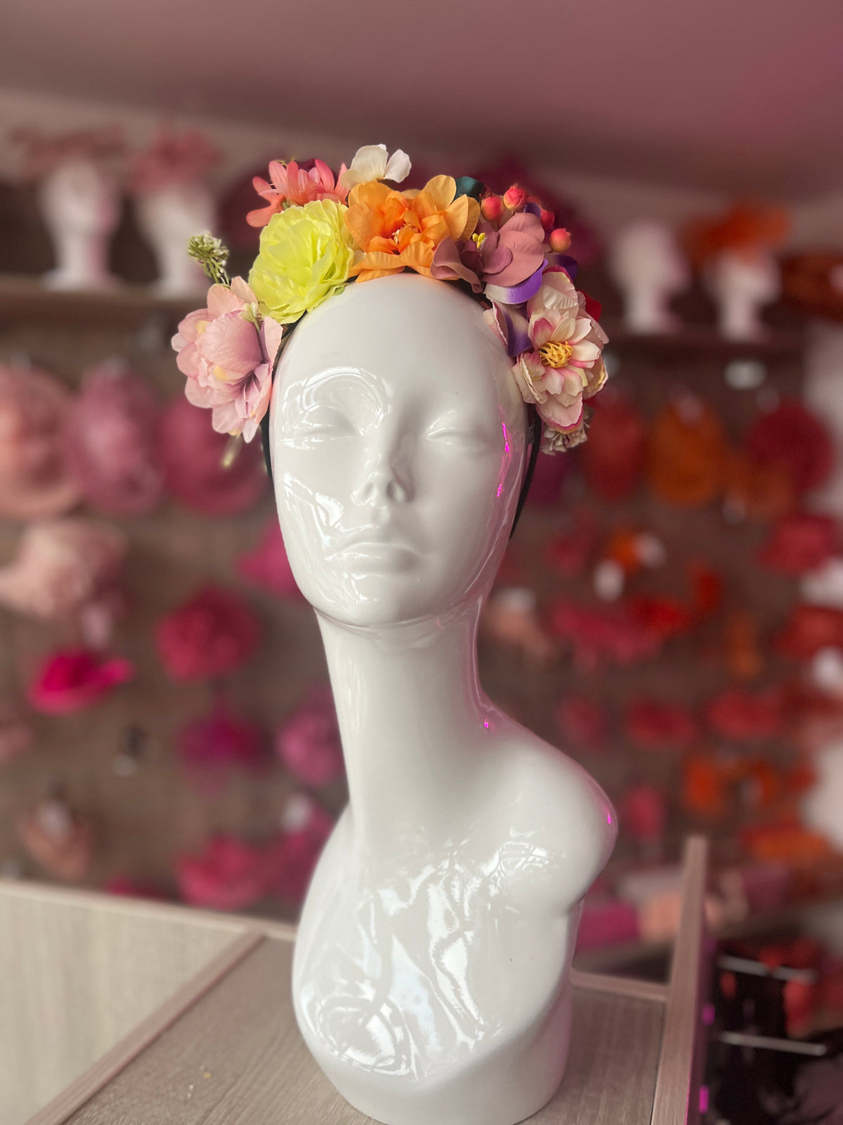 Mixed Coloured Flowers &amp; Orchids Headband-Fascinators Direct