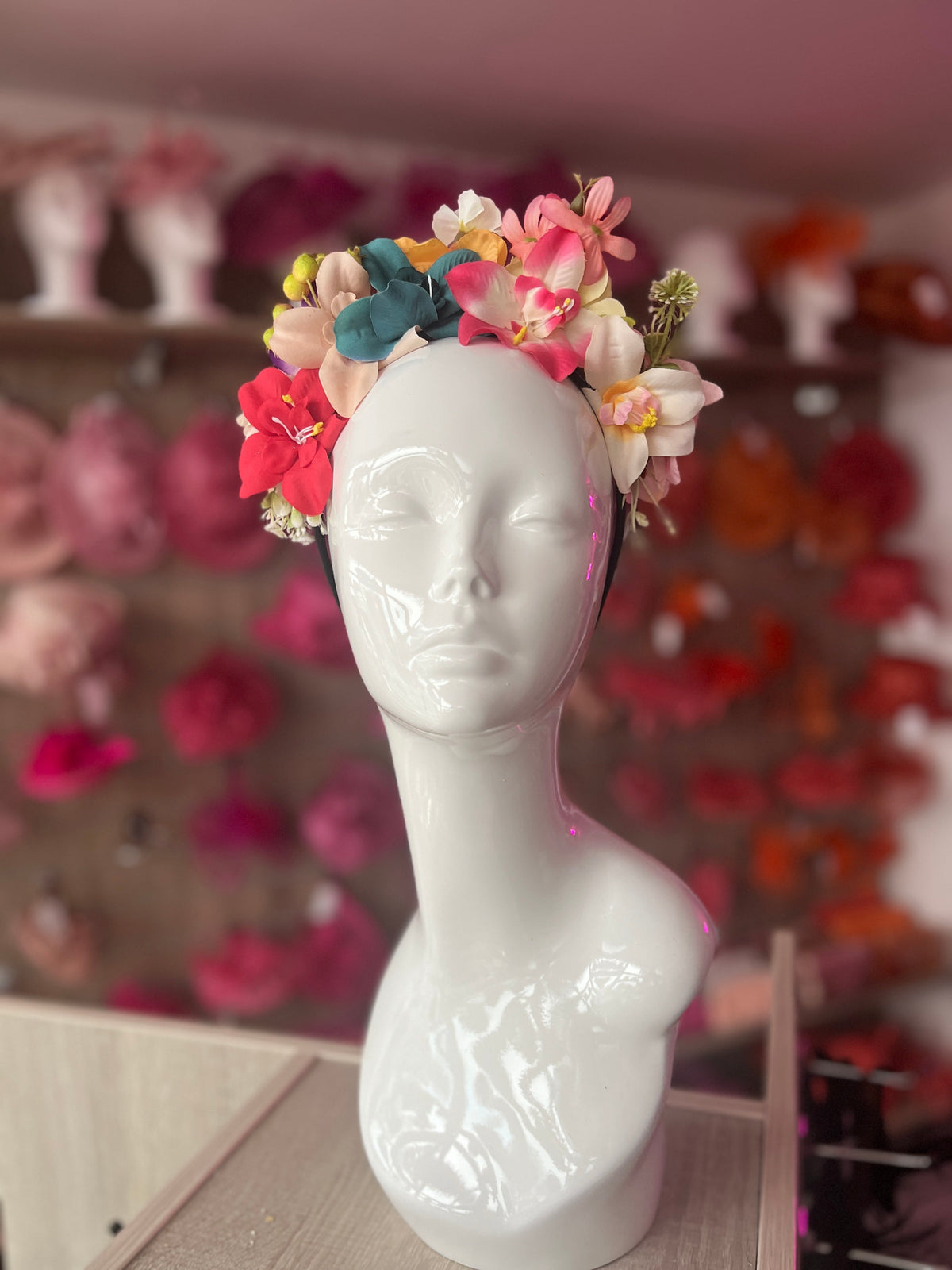 Mixed Coloured Flowers &amp; Orchids Headband-Fascinators Direct