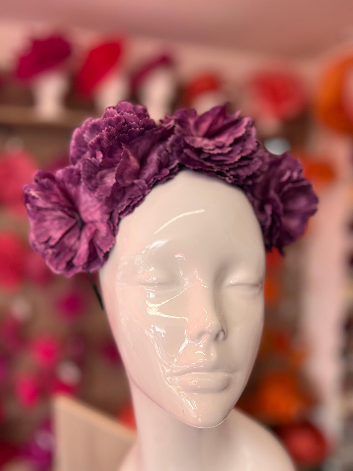 Mulberry Carnation Flower Crown Headband-Fascinators Direct