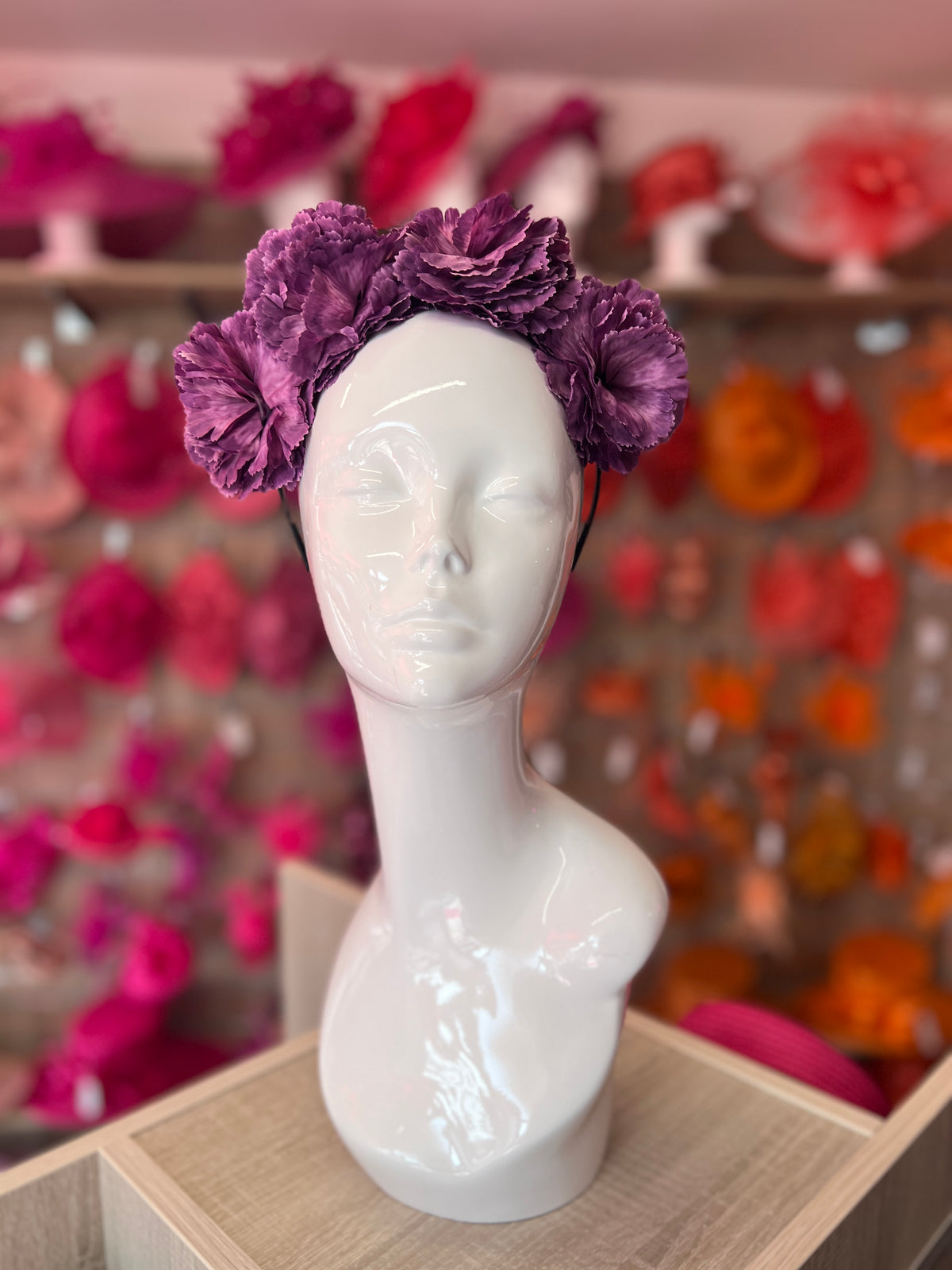 Mulberry Carnation Flower Crown Headband-Fascinators Direct