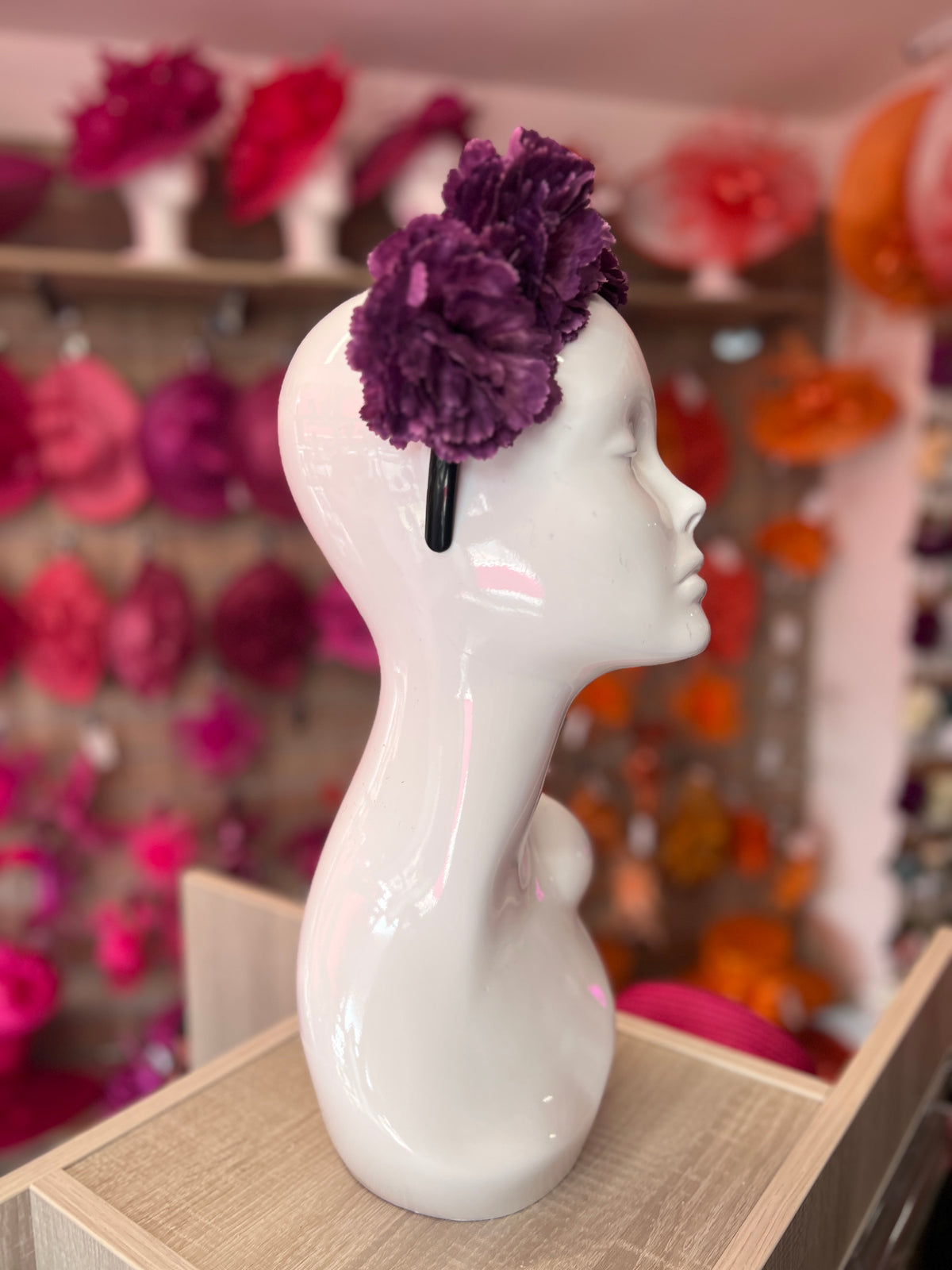 Mulberry Carnation Flower Crown Headband-Fascinators Direct