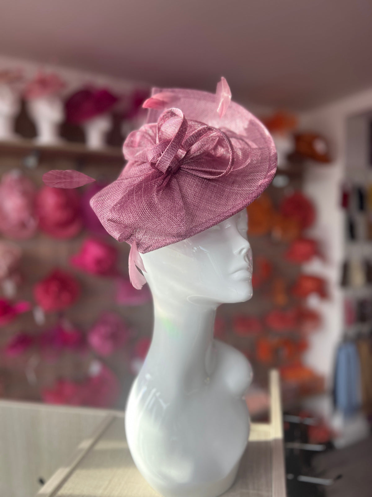 Mulberry Disc Fascinator with Decorative Bow-Fascinators Direct