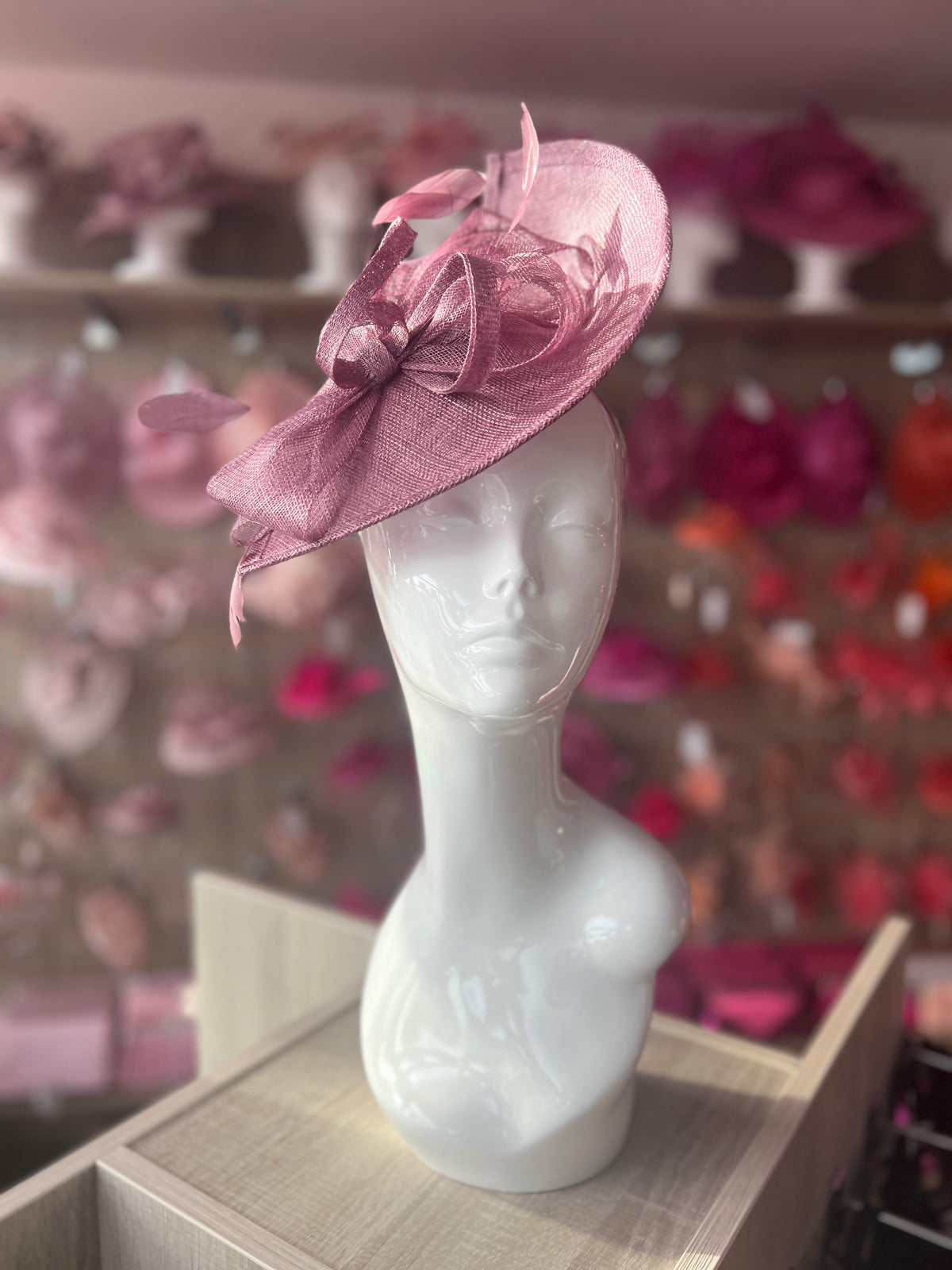 Mulberry Disc Fascinator with Decorative Bow-Fascinators Direct