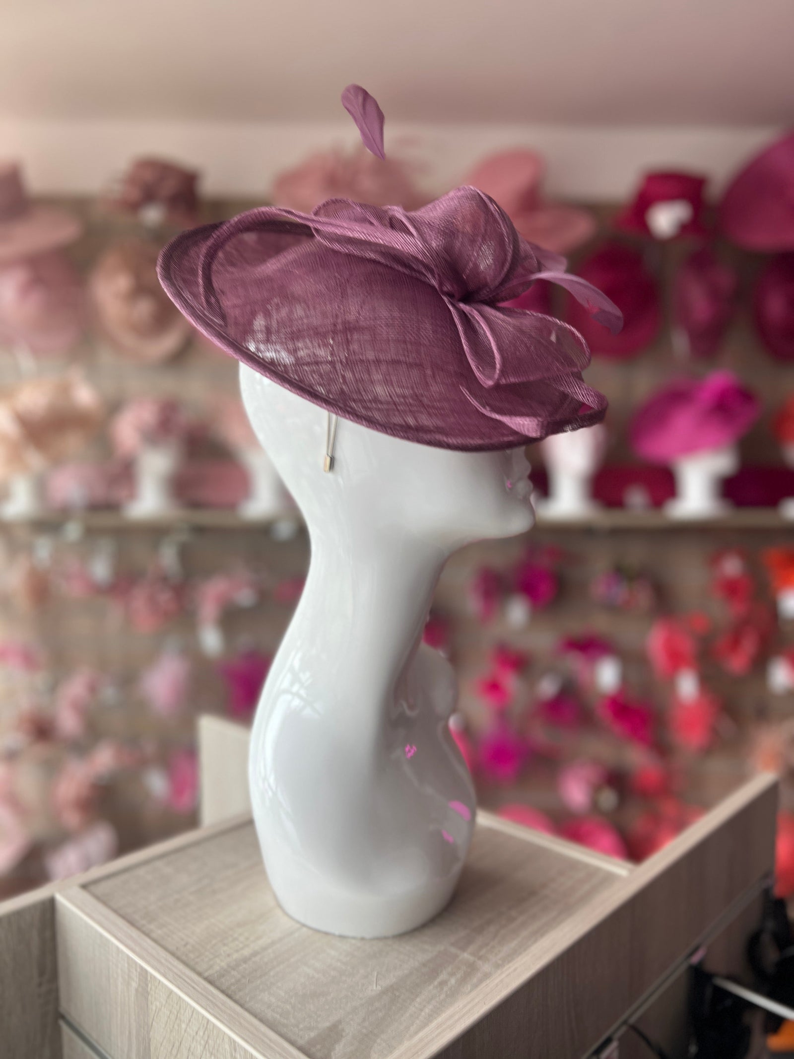 Mulberry Teardrop Disc Fascinator-Fascinators Direct