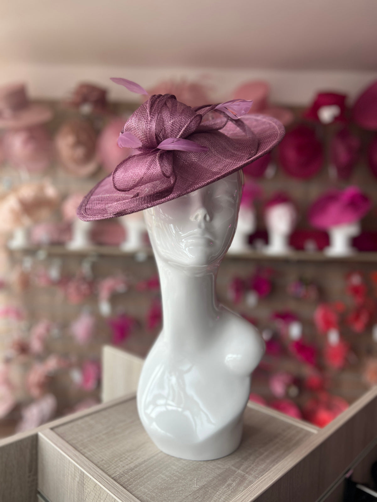 Mulberry Teardrop Disc Fascinator-Fascinators Direct