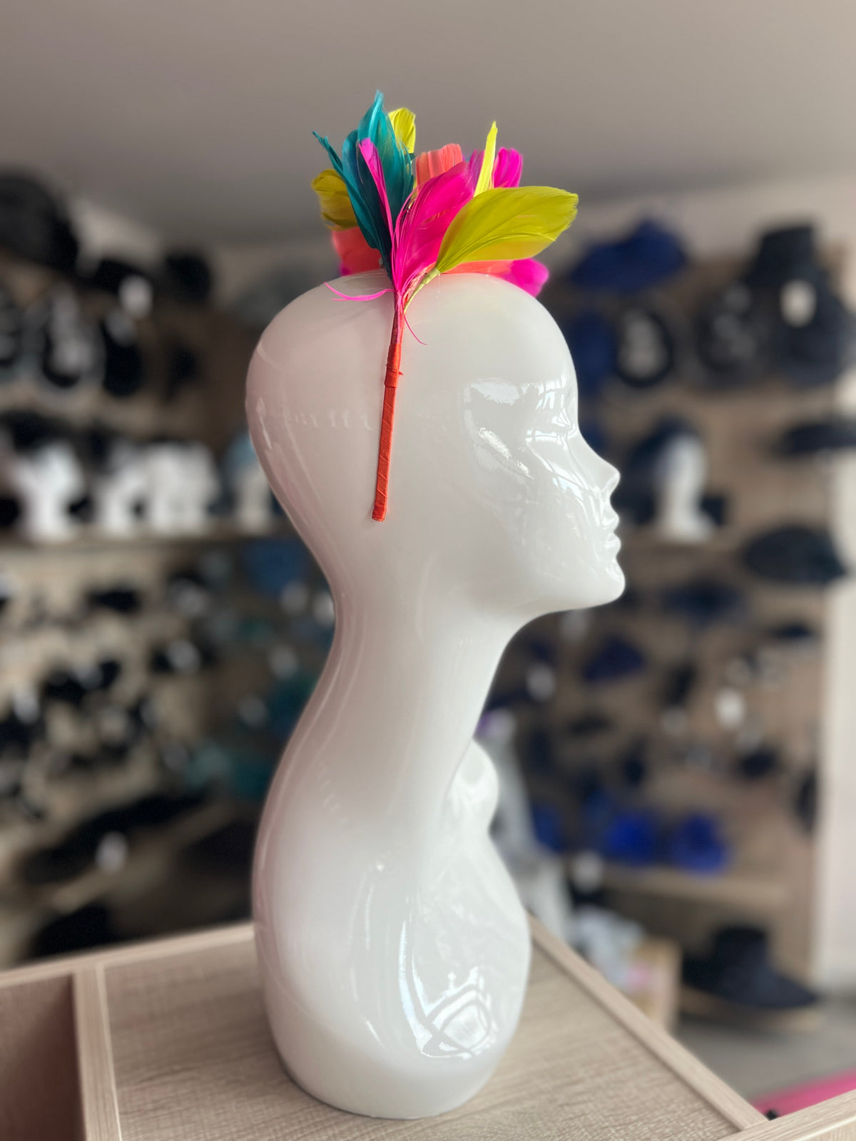 Multi Coloured Fascinator Headband with Feather Petals &amp; Diamanté-Fascinators Direct