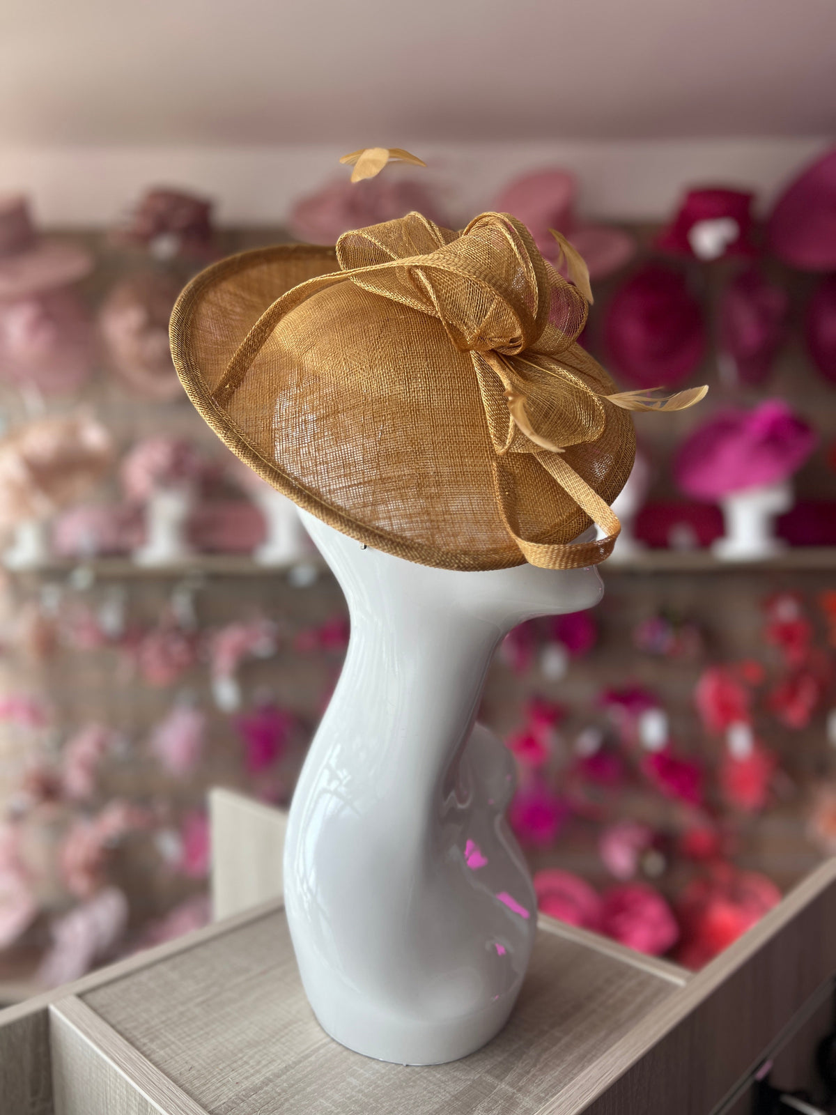 Mustard Teardrop Disc Fascinator-Fascinators Direct