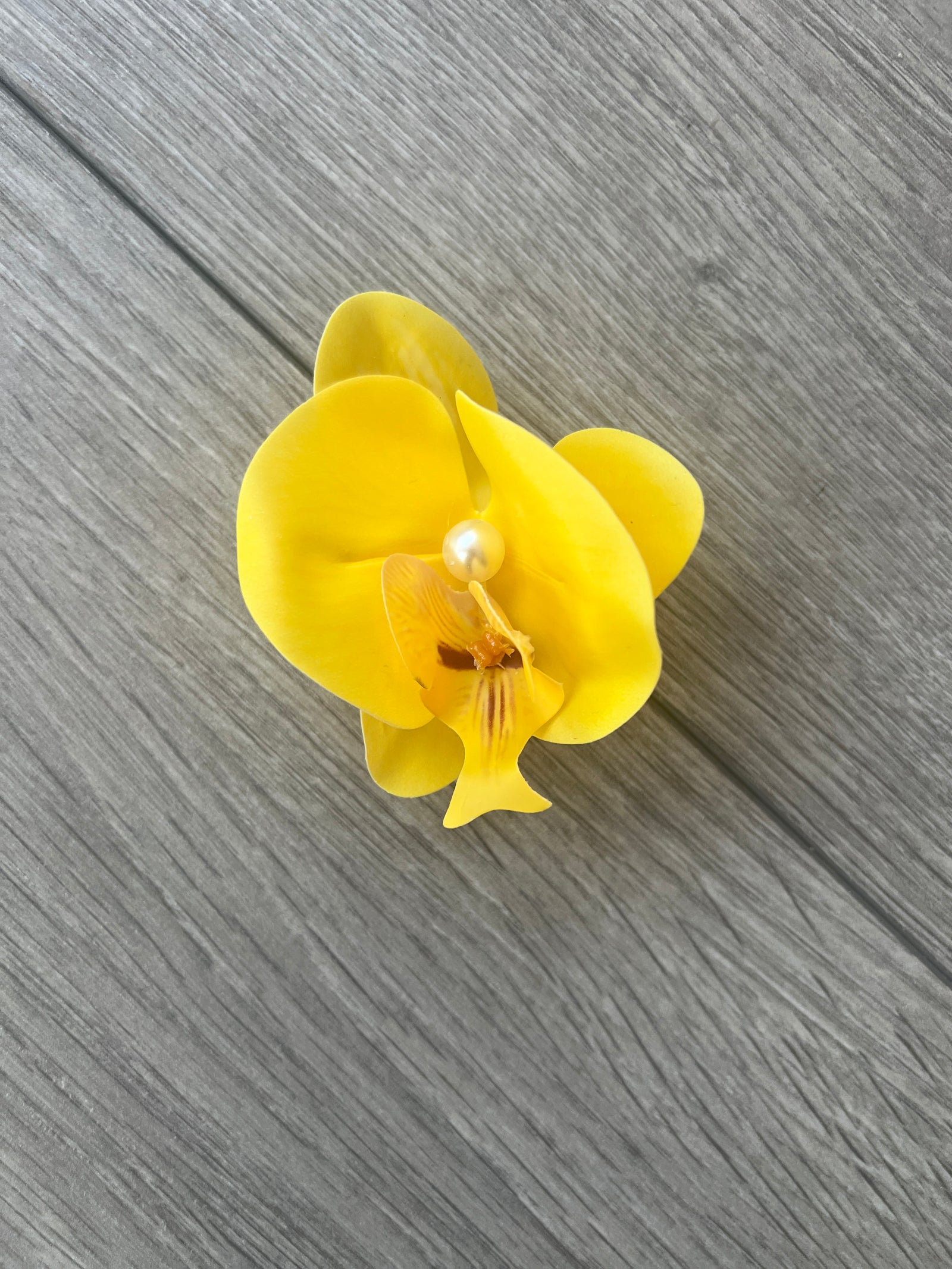 Mustard Yellow Orchid Hair Clip-Fascinators Direct