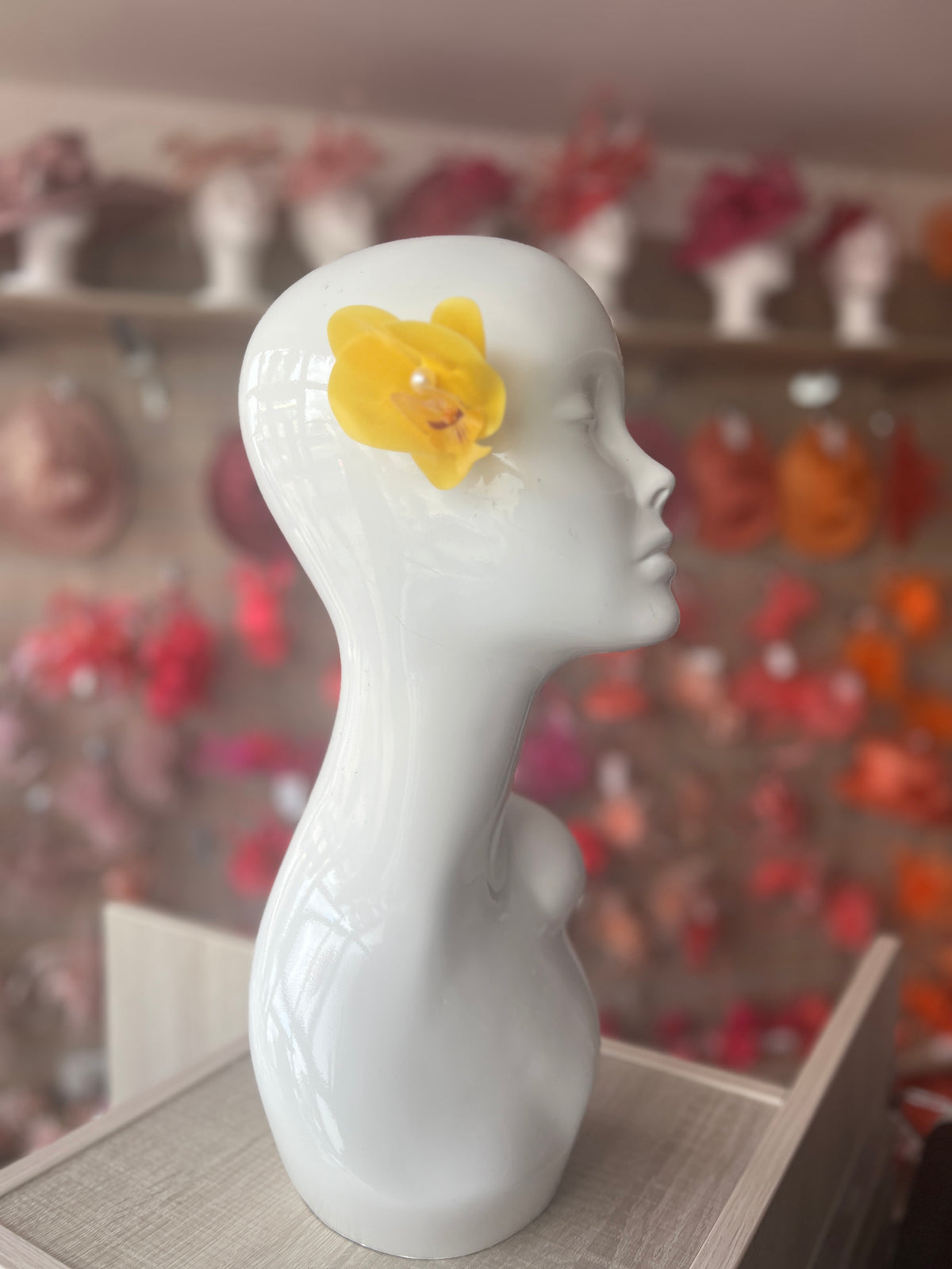 Mustard Yellow Orchid Hair Clip-Fascinators Direct