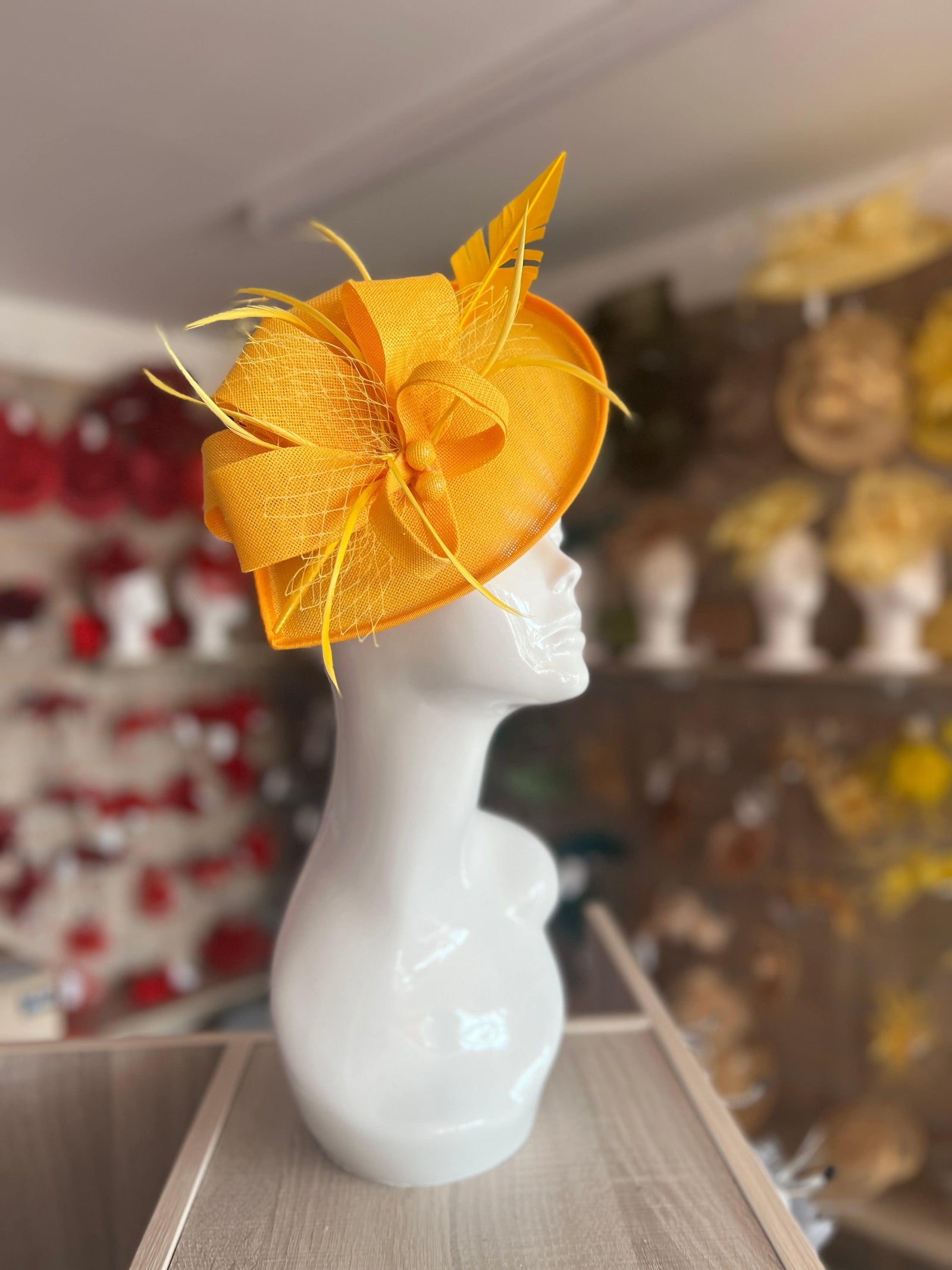 Mustard Yellow Saucer Style Fascinator Hat-Fascinators Direct