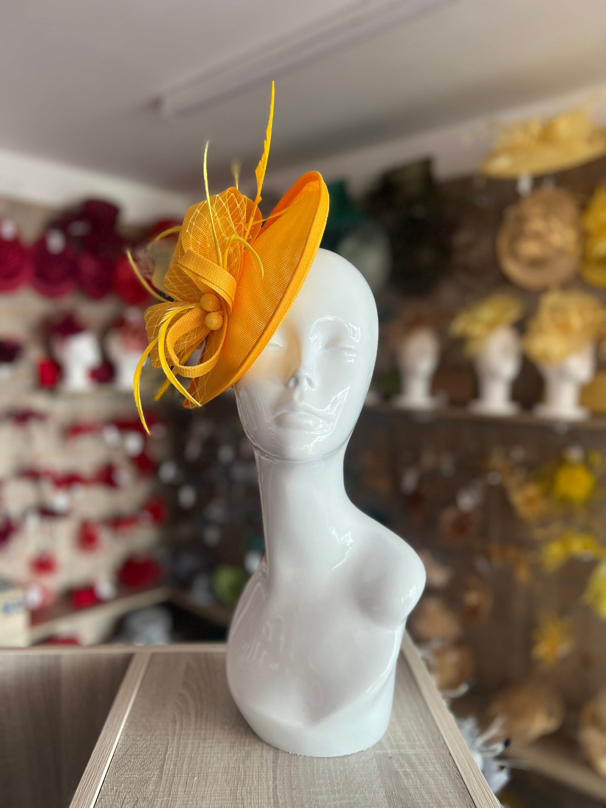 Mustard Yellow Saucer Style Fascinator Hat-Fascinators Direct