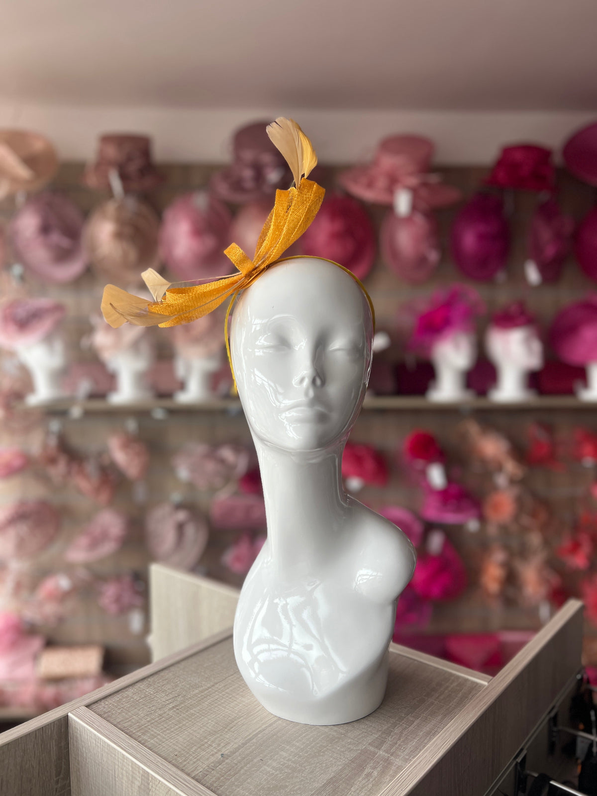 Mustard Yellow Sinamay Fascinator Headband-Fascinators Direct