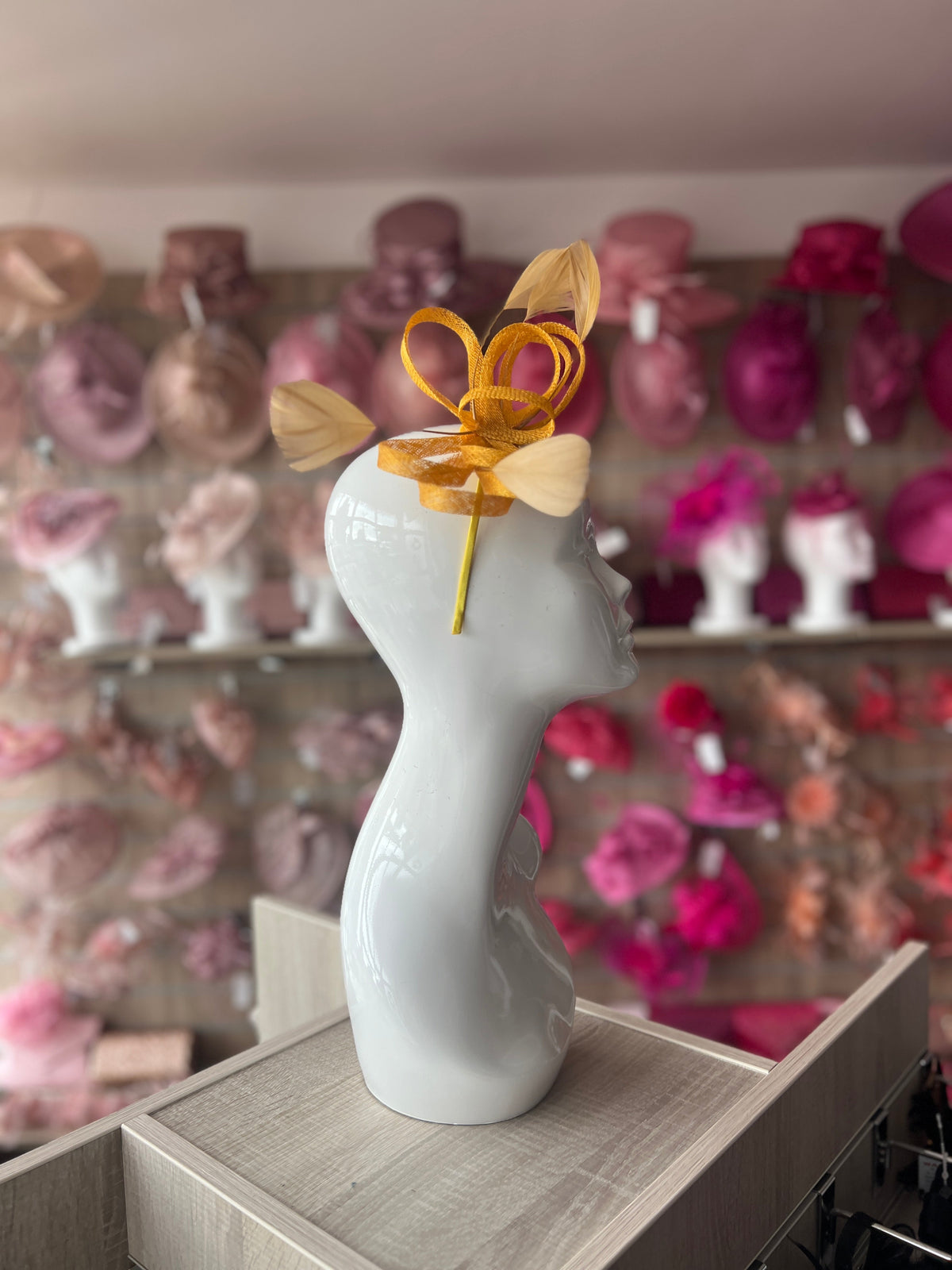 Mustard Yellow Sinamay Fascinator Headband-Fascinators Direct