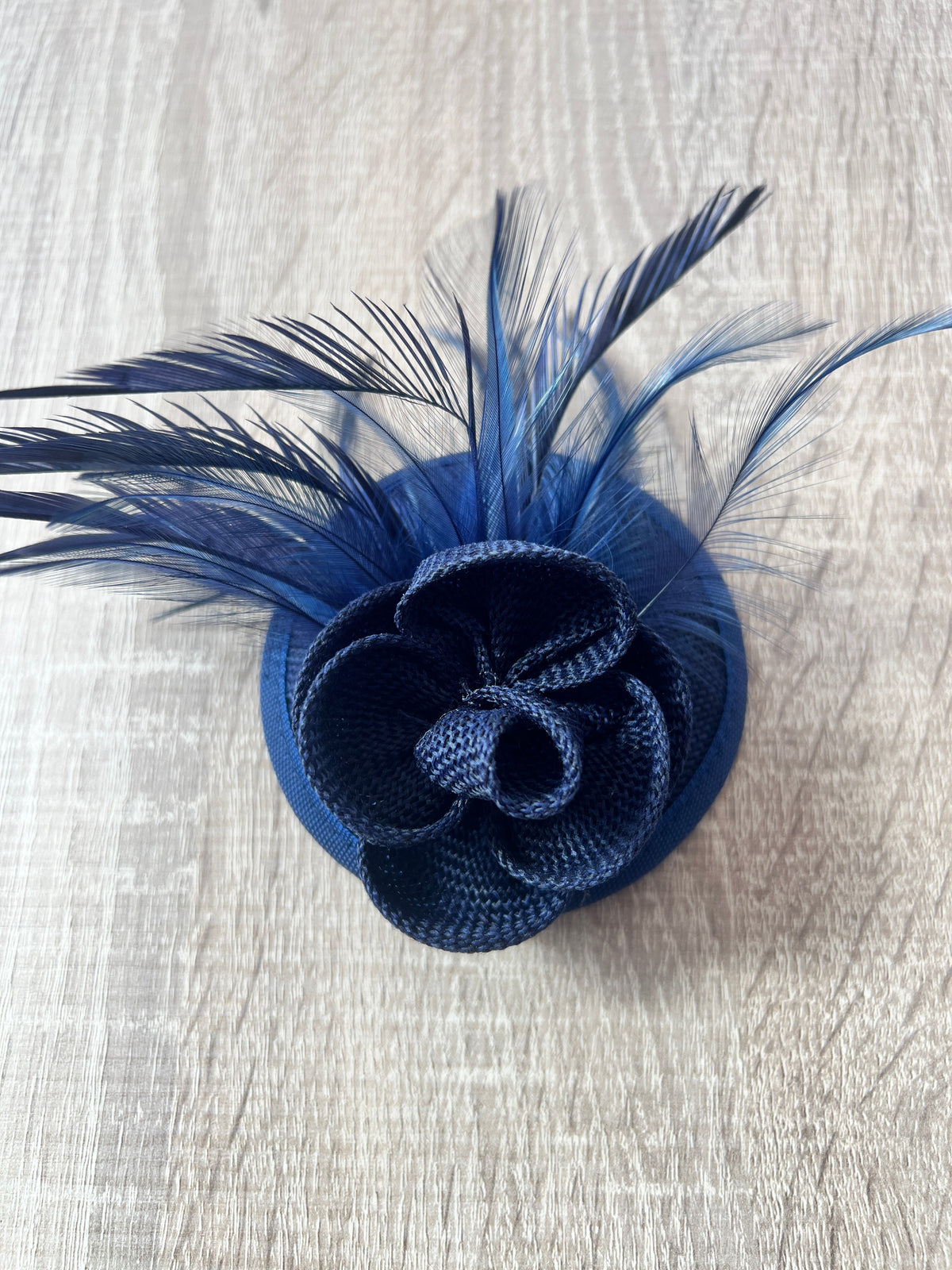 Navy Blue Fascinator with Lily Flower &amp; Feathers-Fascinators Direct