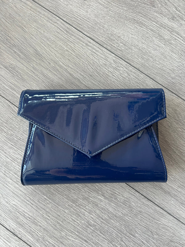 Blue patent clutch bag hotsell