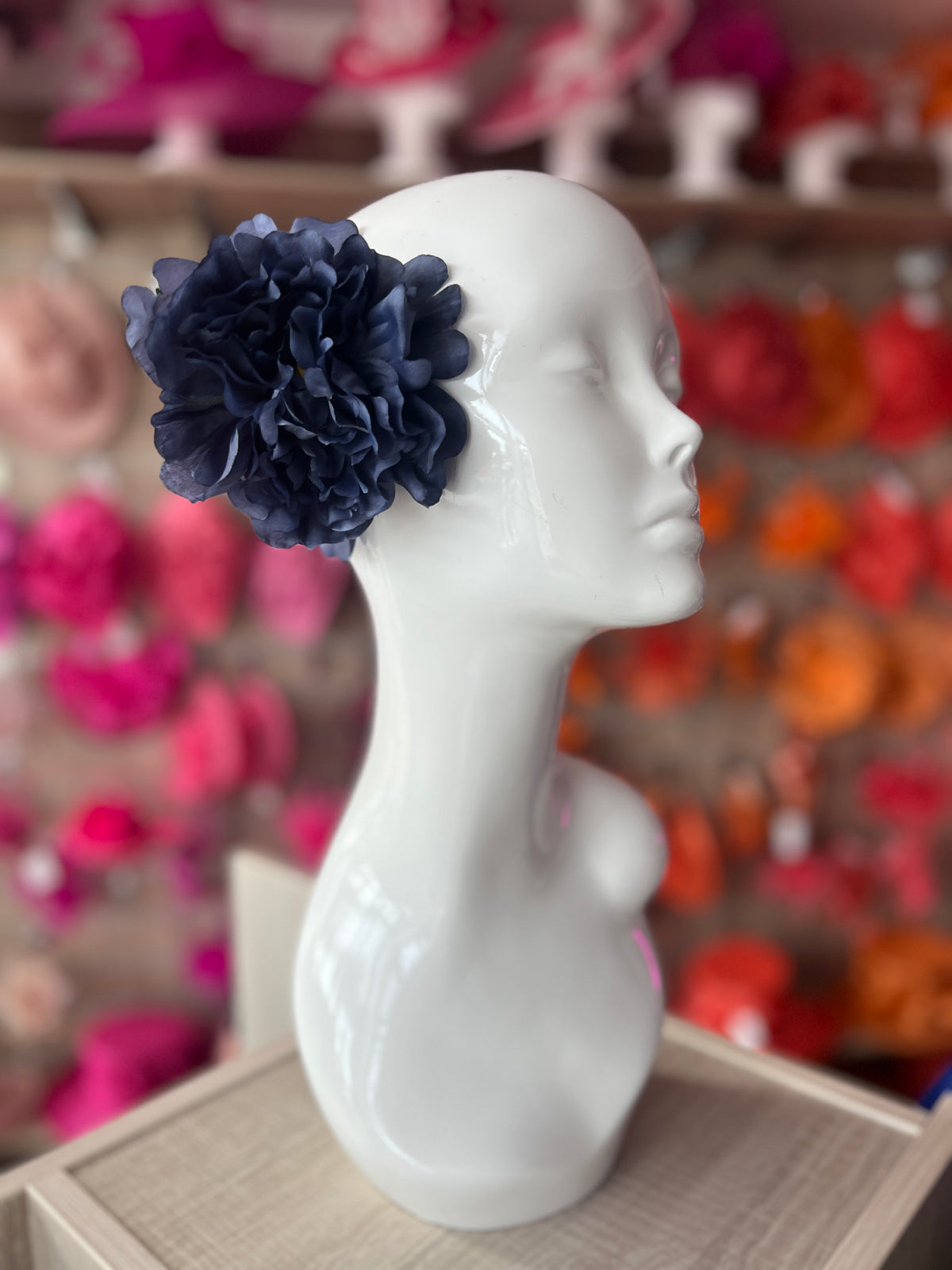 Navy Blue Peony Hair flower-Fascinators Direct