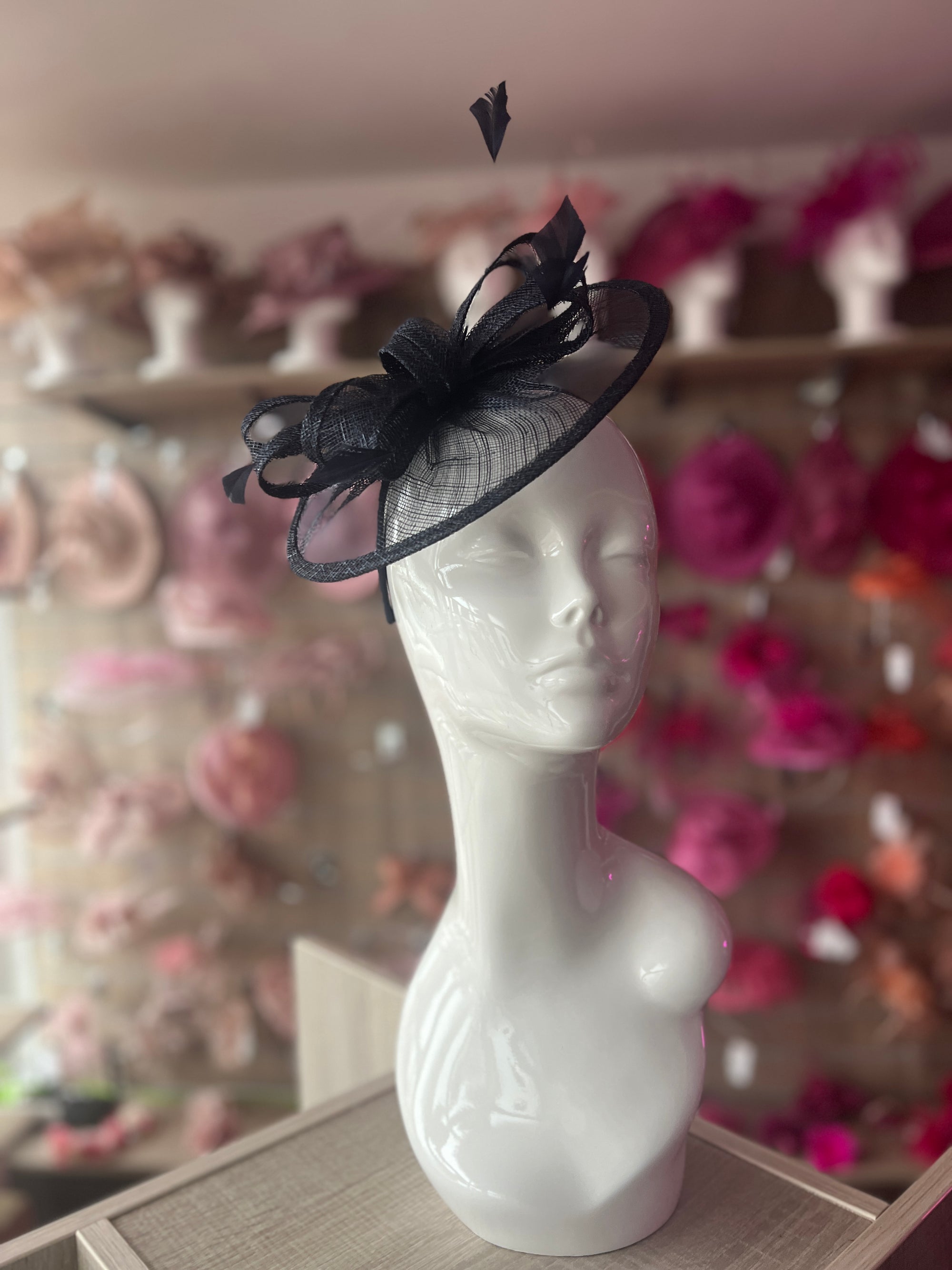 Navy Curved Disc Fascinator-Fascinators Direct