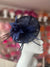 Navy Disc Fascinator With Sinamay Bow & Feather Flowers-Fascinators Direct