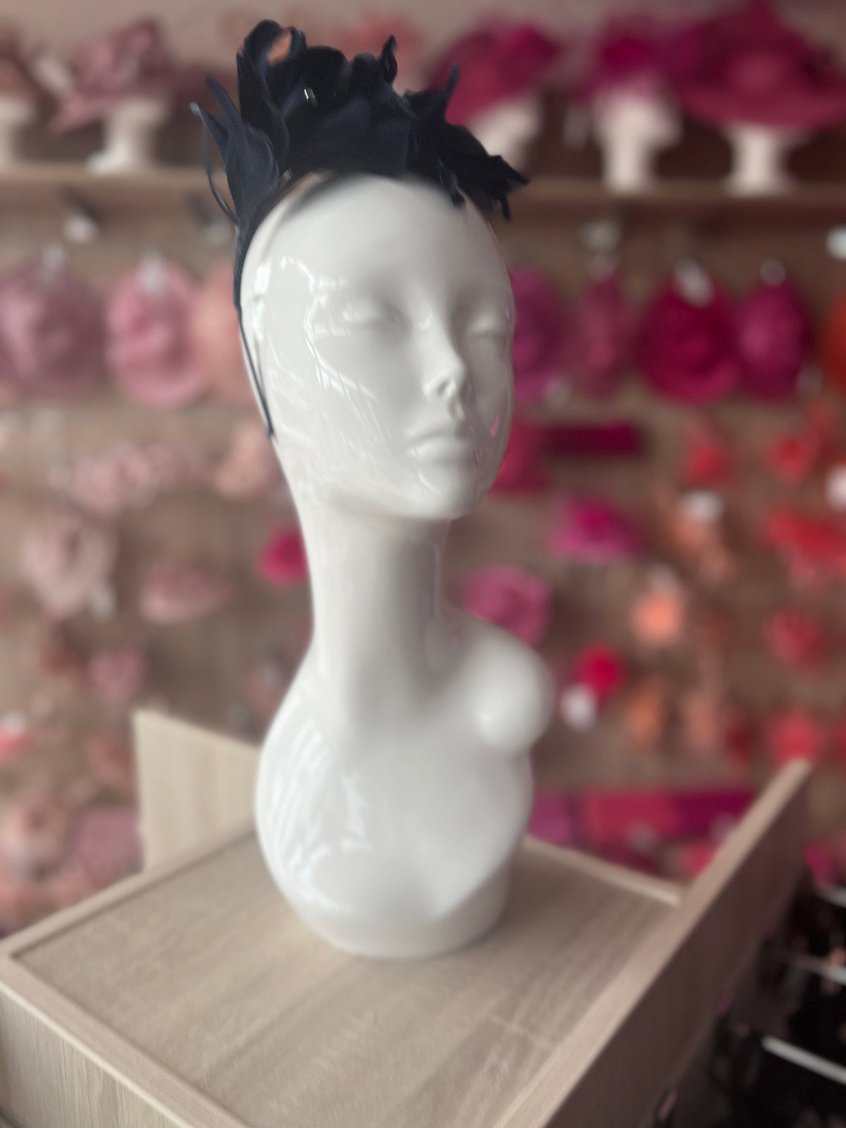 Navy Fascinator Headband with Diamanté &amp; Feather Petals-Fascinators Direct