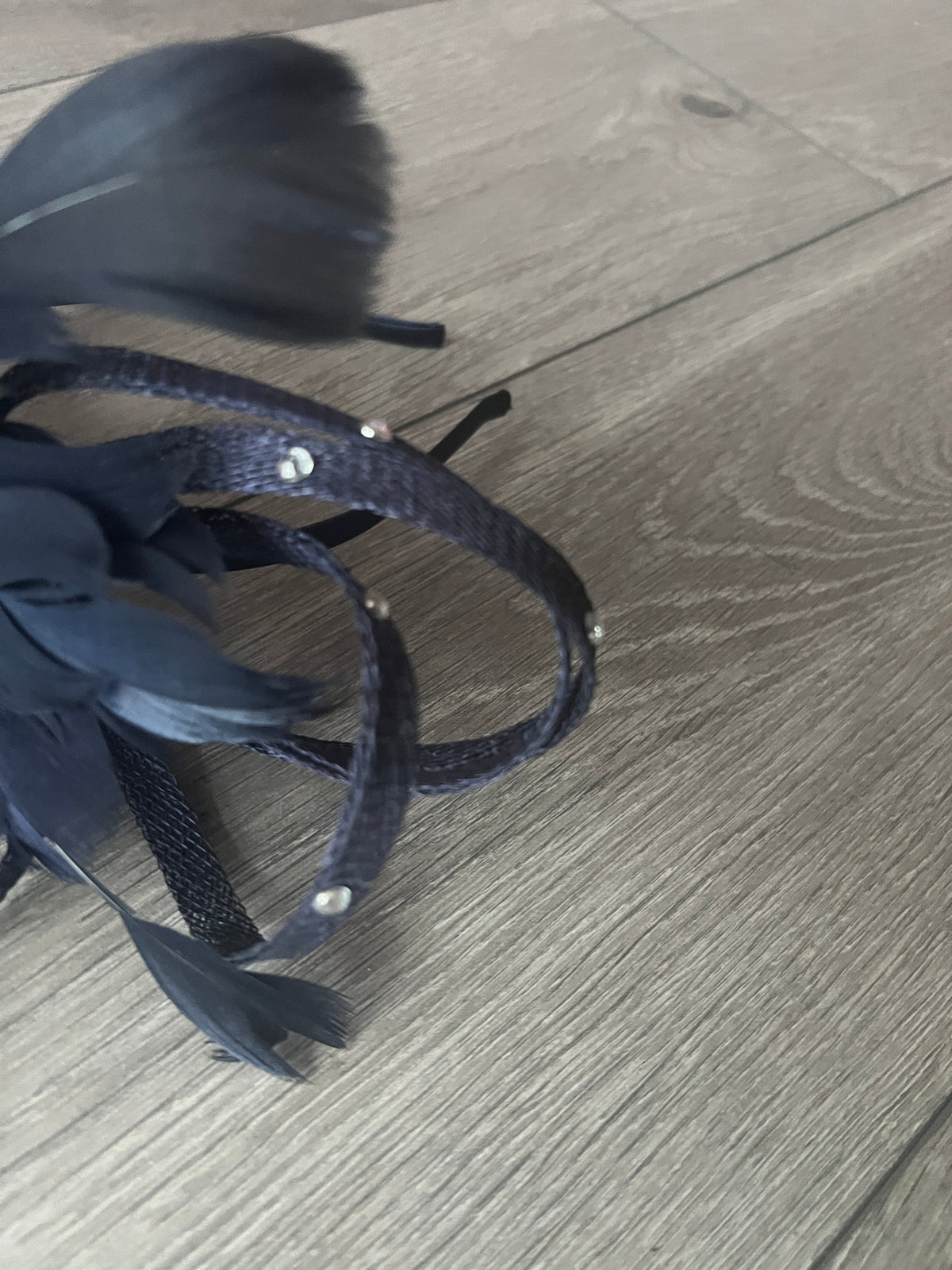 Navy Fascinator With Diamanté Loops &amp; Flower-Fascinators Direct