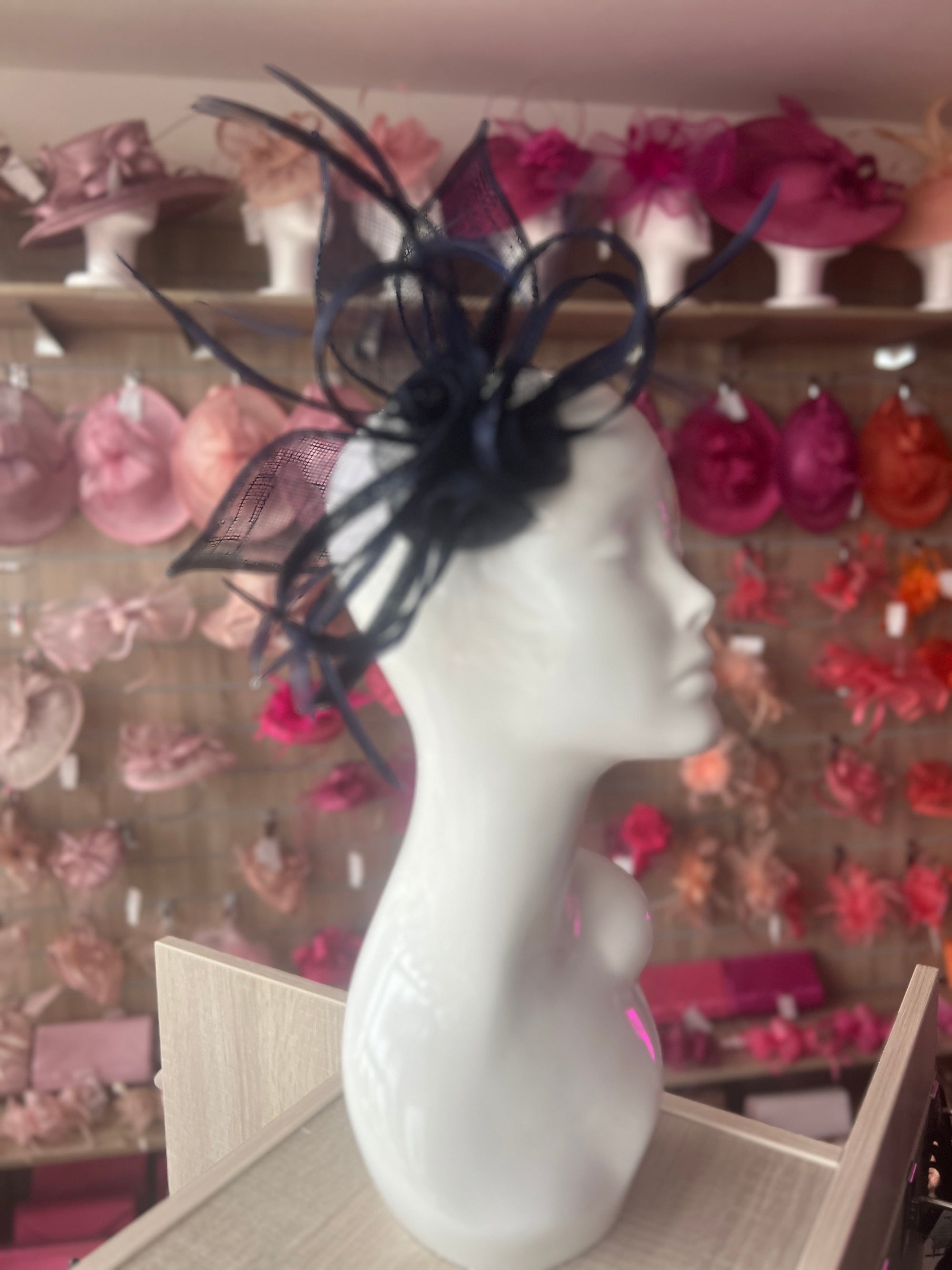 Navy Flower Fascinator Headband-Fascinators Direct