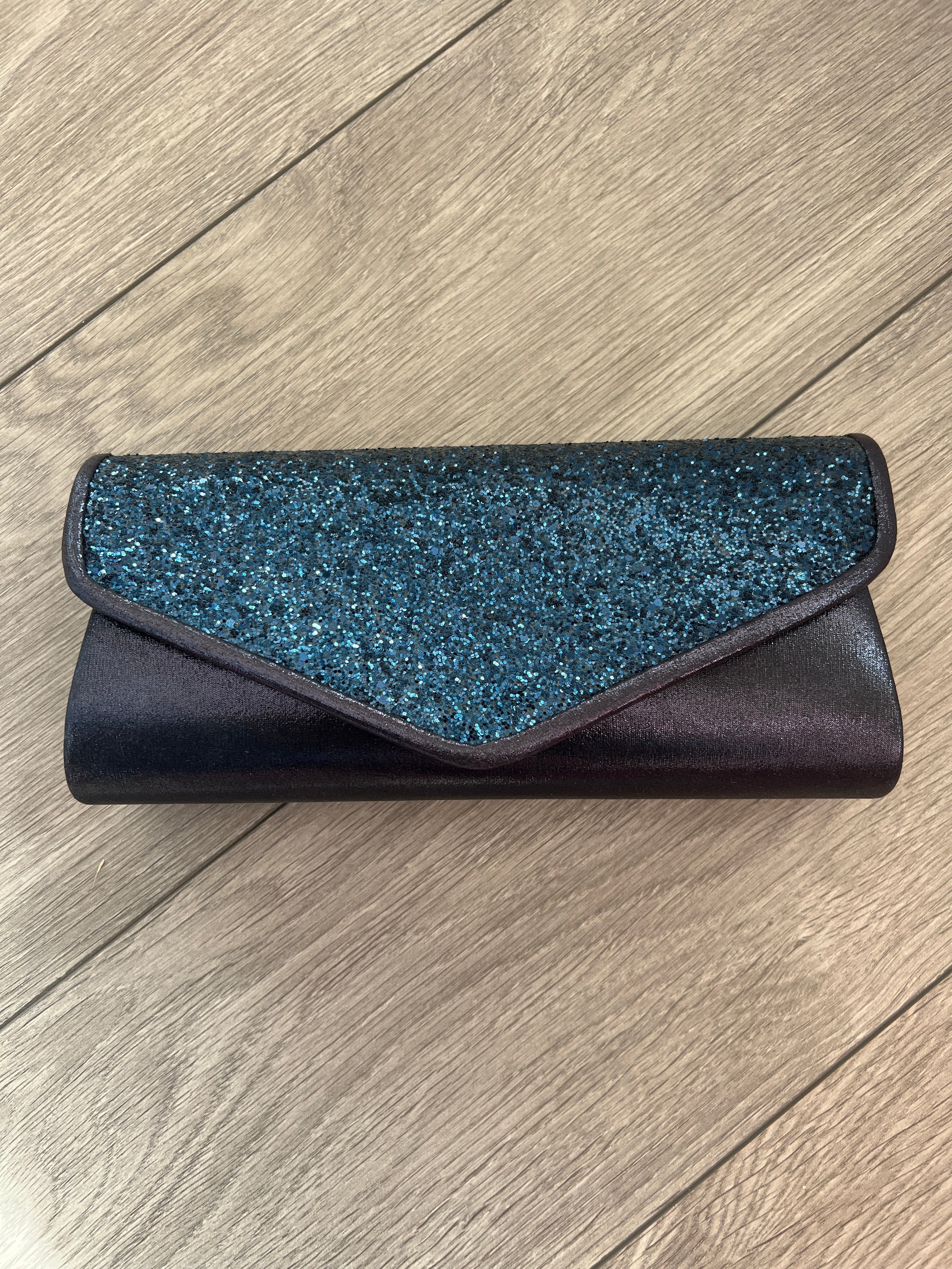 Navy Glitter Clutch Bag