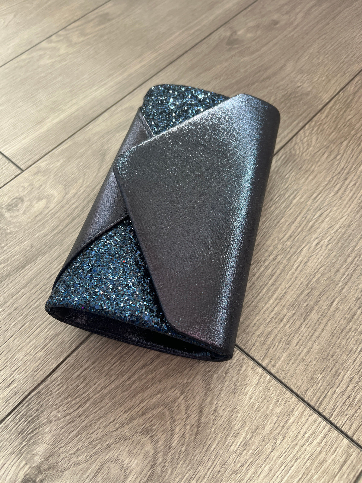 Navy Glitter Envelope Clutch Bag-Fascinators Direct