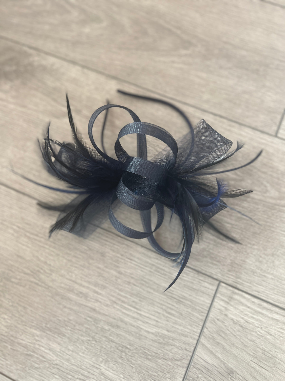 Navy Loop Bow Fascinator With Feathers-Fascinators Direct