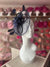 Navy Oval Base Fascinator With Feather Flower-Fascinators Direct