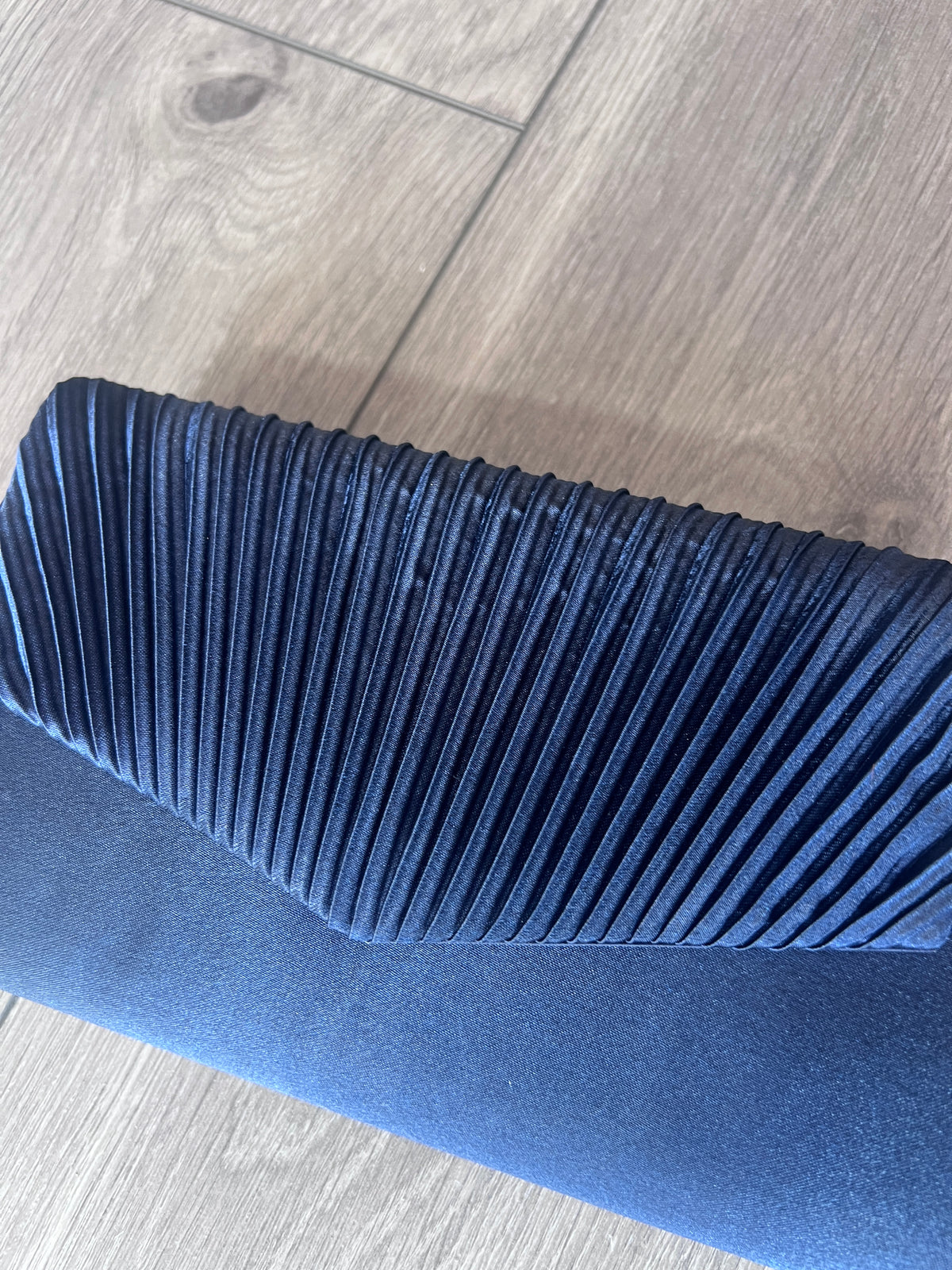 Navy Satin Pleated Envelope Clutch Bag-Fascinators Direct