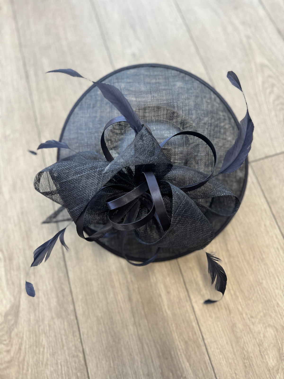 Navy Saucer Hatinator With Decorative Bow-Fascinators Direct