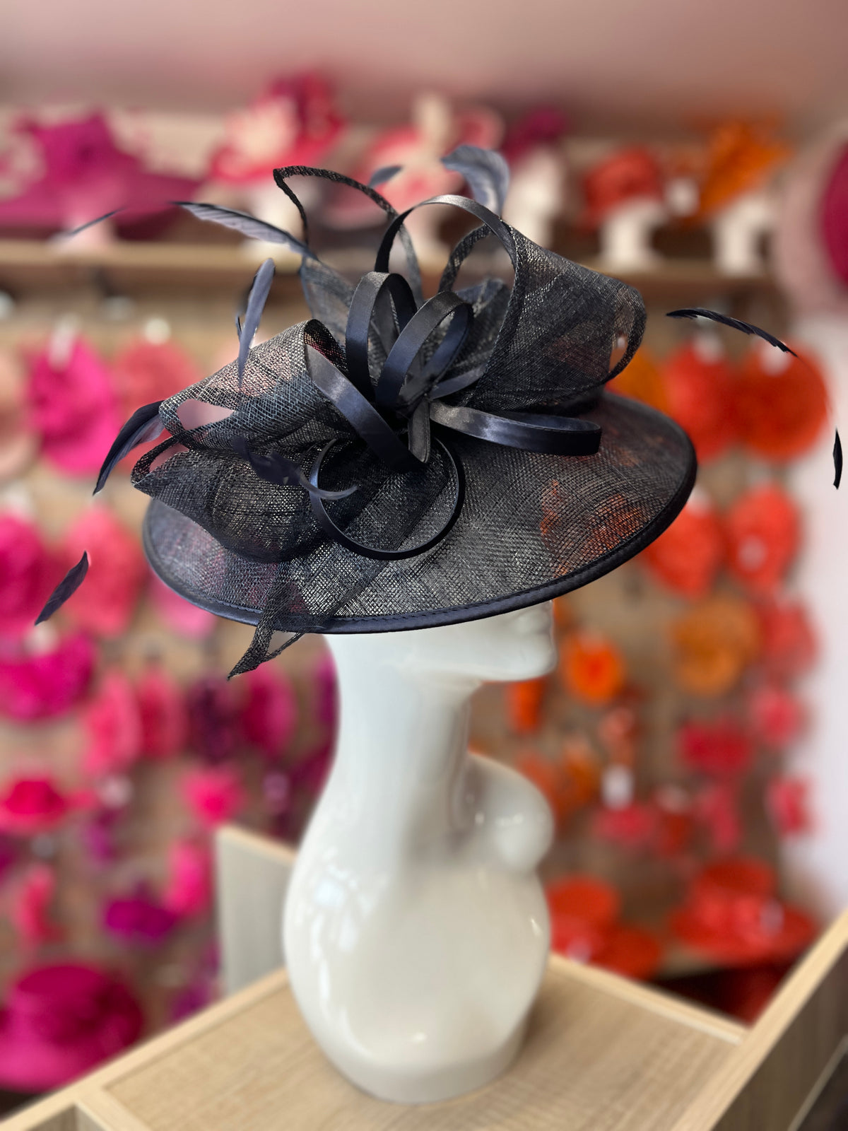 Navy Saucer Hatinator With Decorative Bow-Fascinators Direct