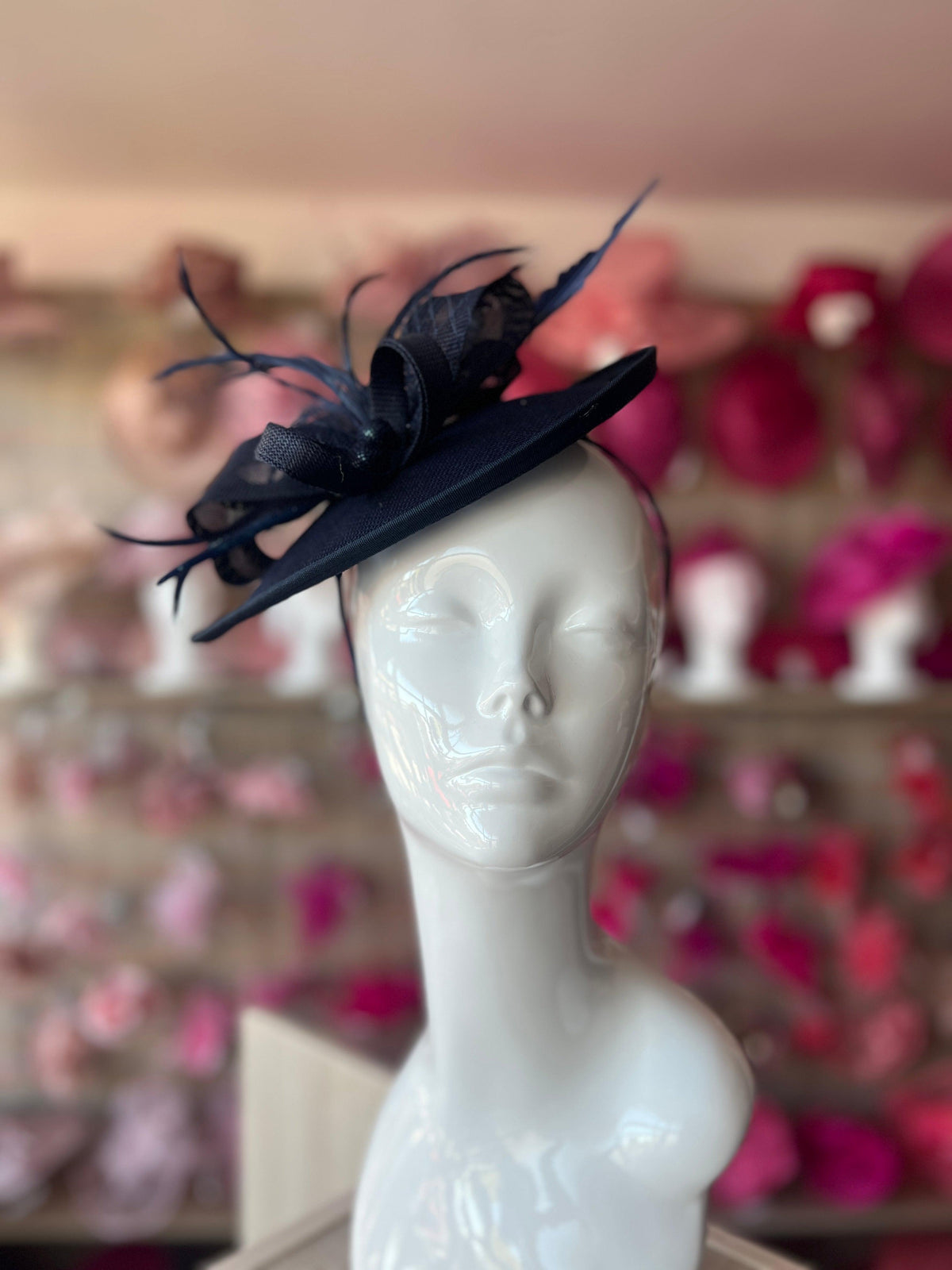 Navy Saucer Style Fascinator Hat-Fascinators Direct
