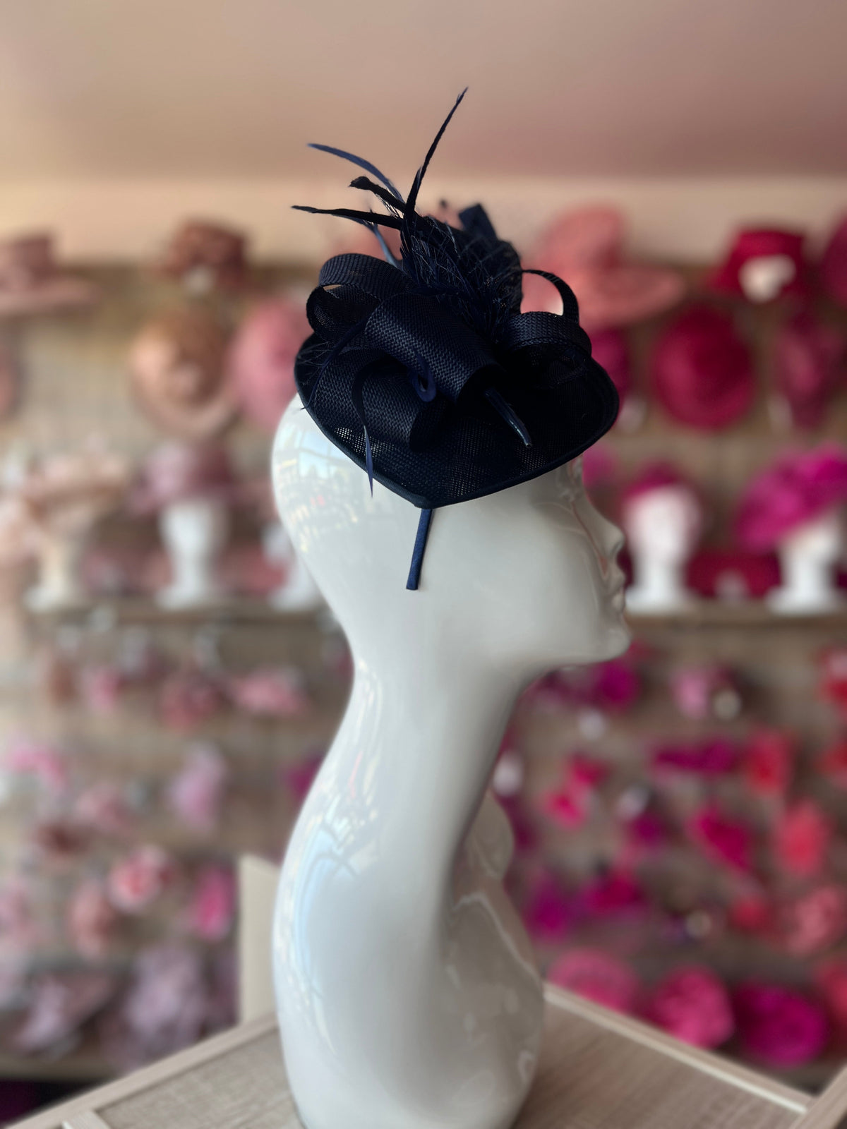 Navy Saucer Style Fascinator Hat-Fascinators Direct