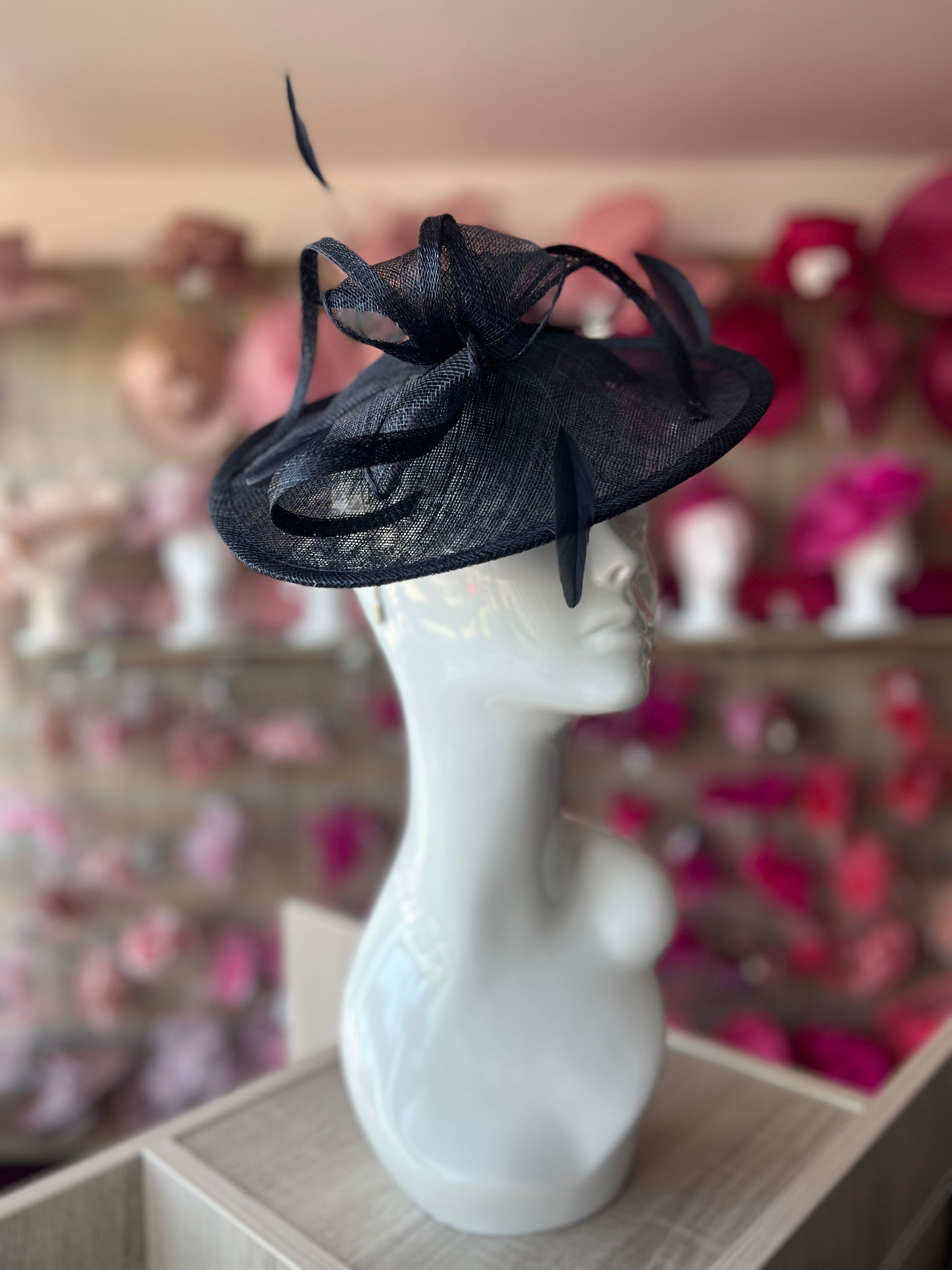 Navy Teardrop Disc Fascinator-Fascinators Direct