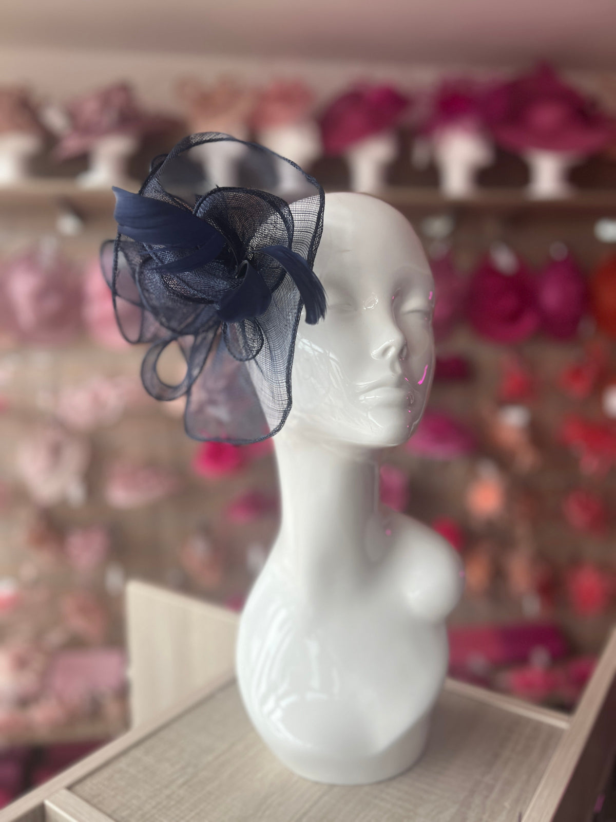 Navy Trumpet Flower Fascinator-Fascinators Direct