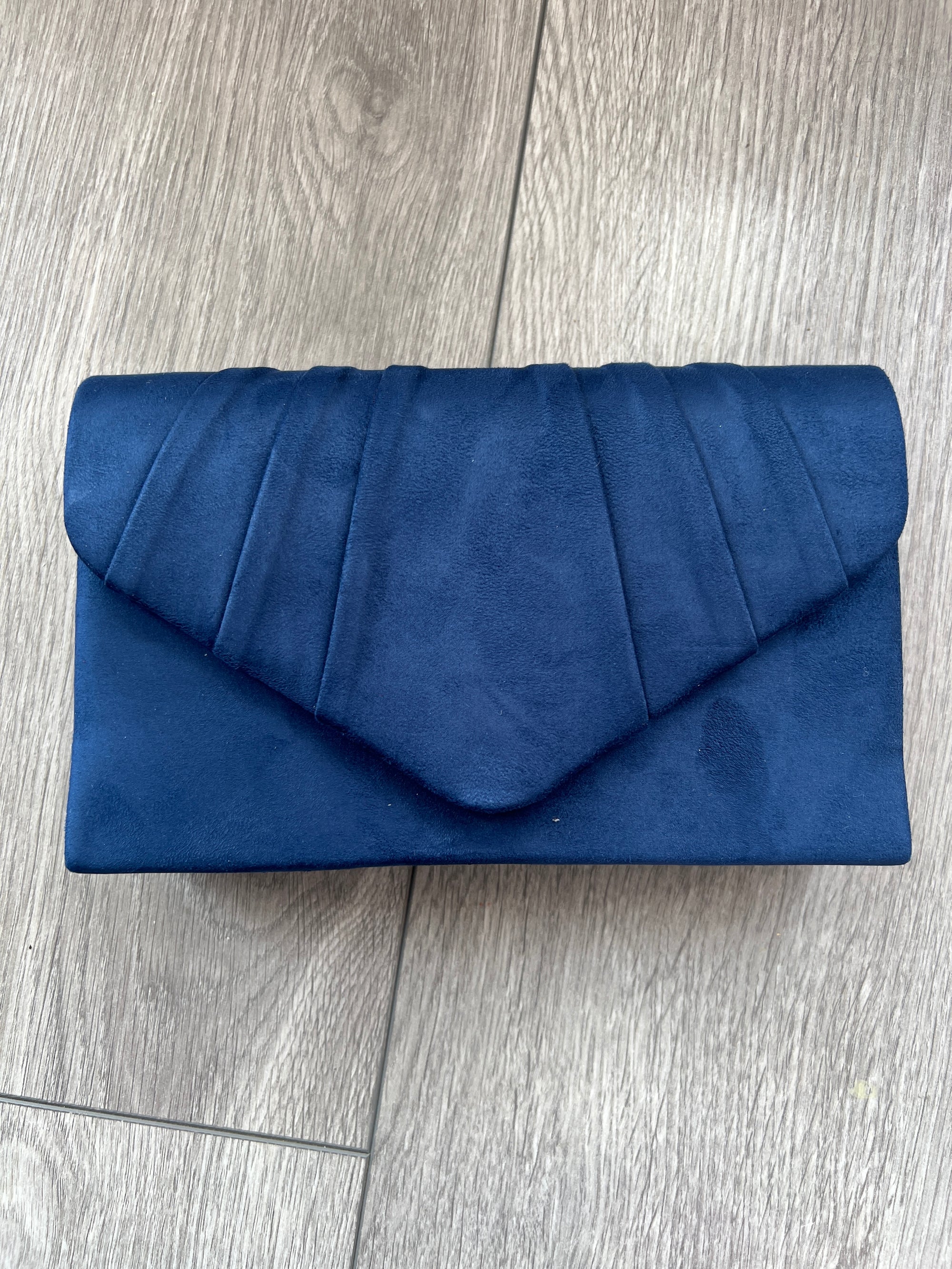Navy Velvet Envelope Clutch Bag-Fascinators Direct