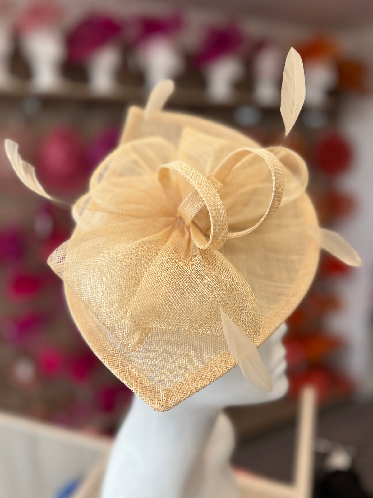 Nude Disc Fascinator with Decorative Bow-Fascinators Direct