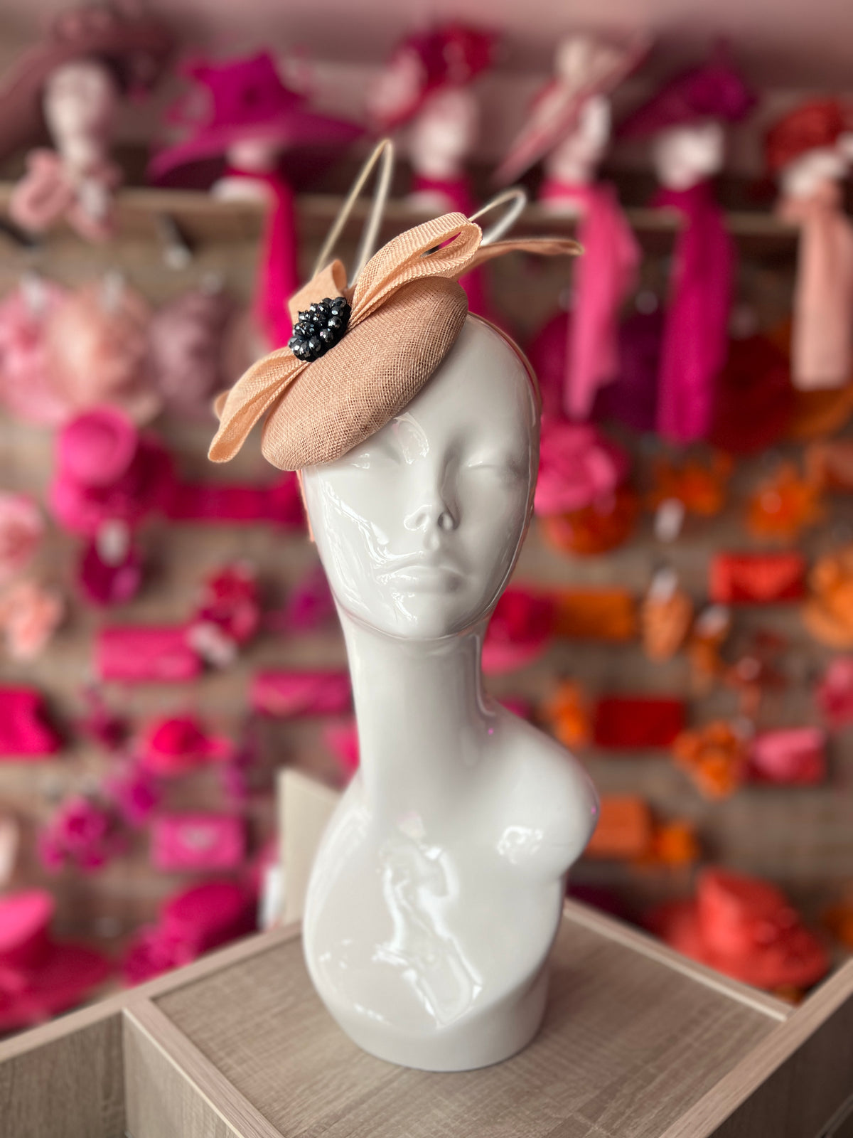 Nude Fan Pillbox With Beaded Cluster &amp; Quill-Fascinators Direct