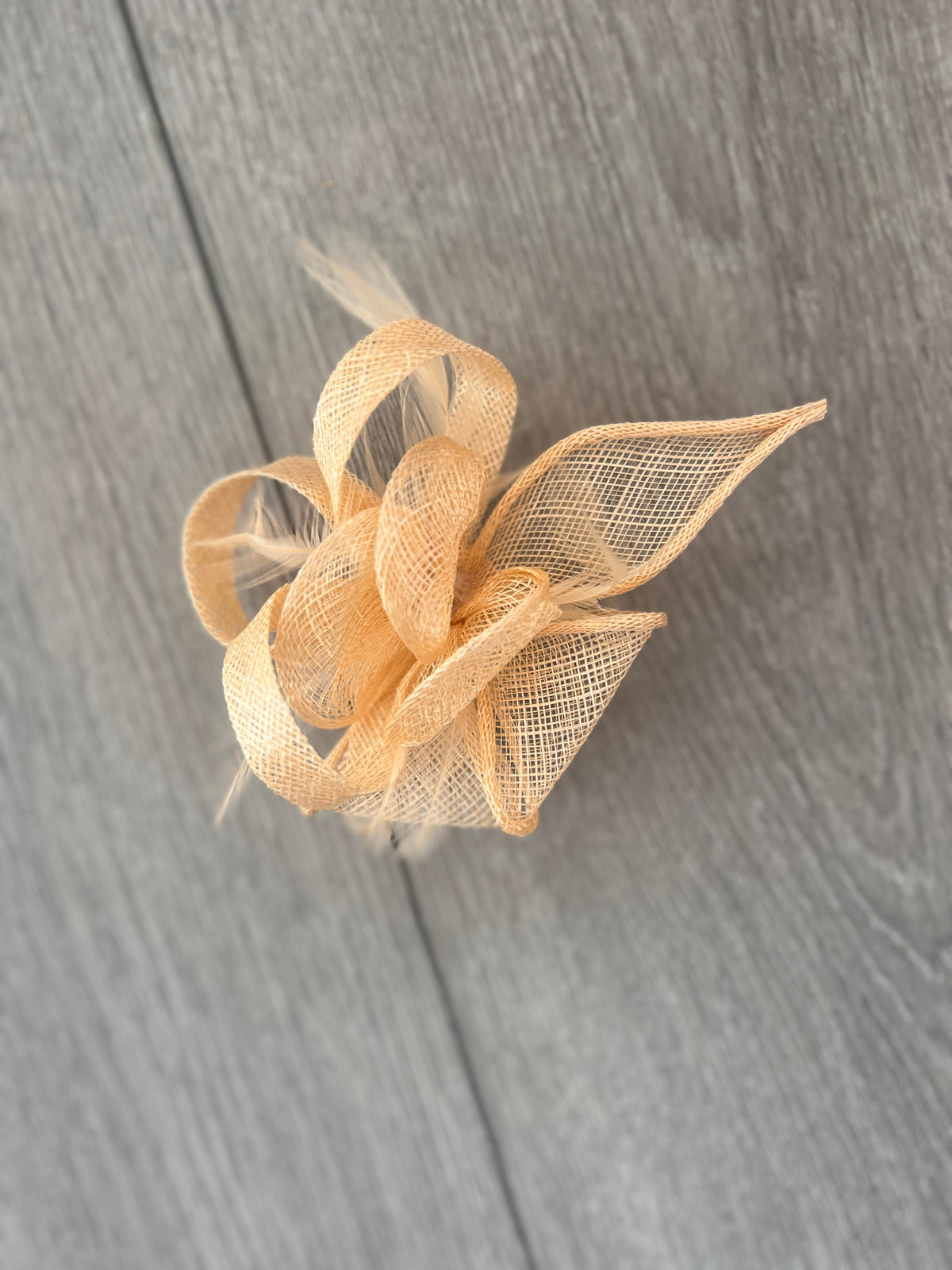 Nude Fascinator Clip with Sinamay &amp; Feather Flower-Fascinators Direct