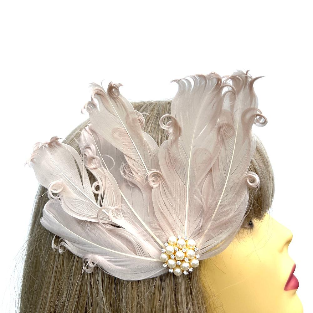 Nude Fascinator Clip Nude Feather Hair Clip