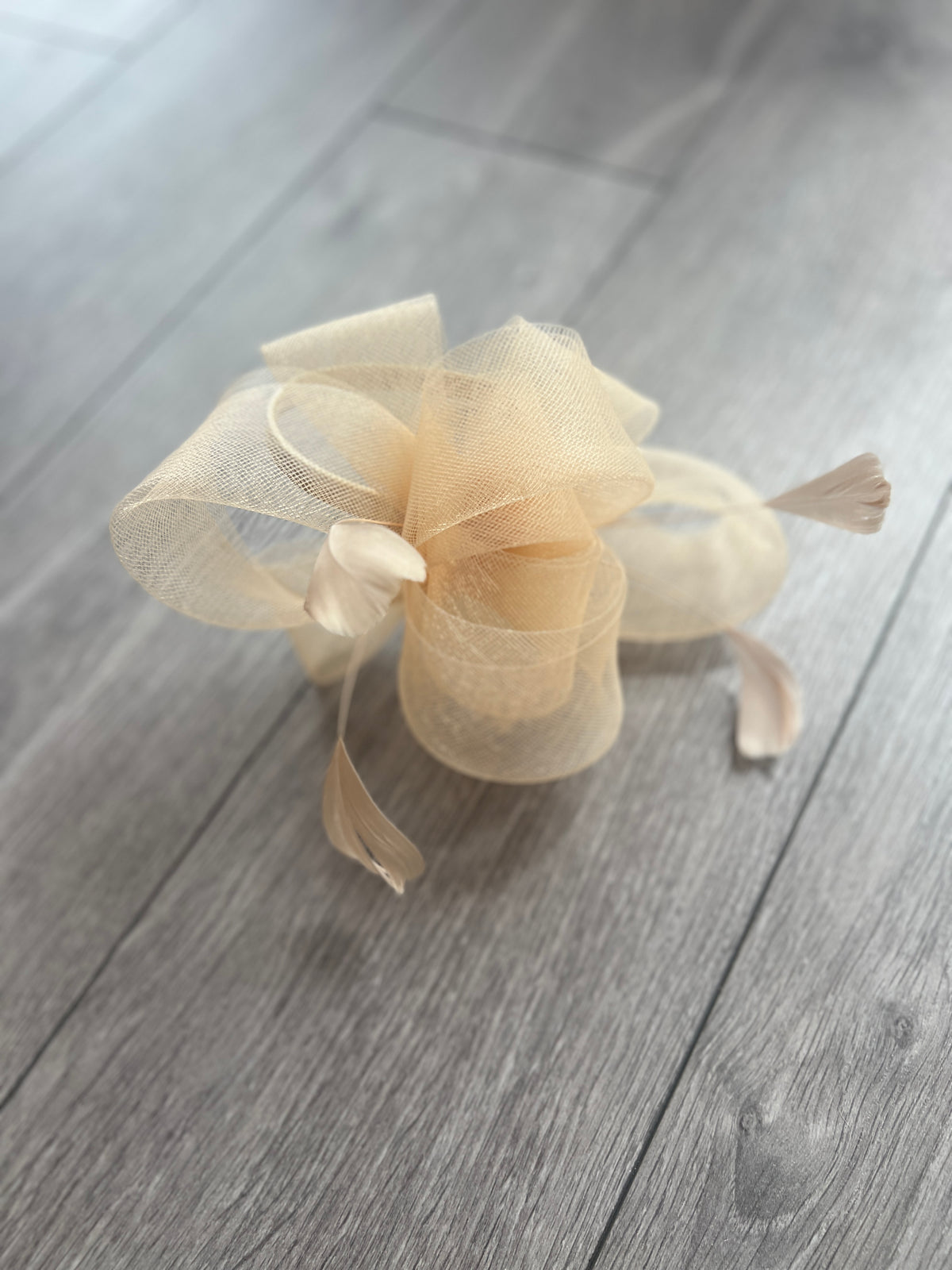 Nude Large Loop Fascinator With Feathers-Fascinators Direct